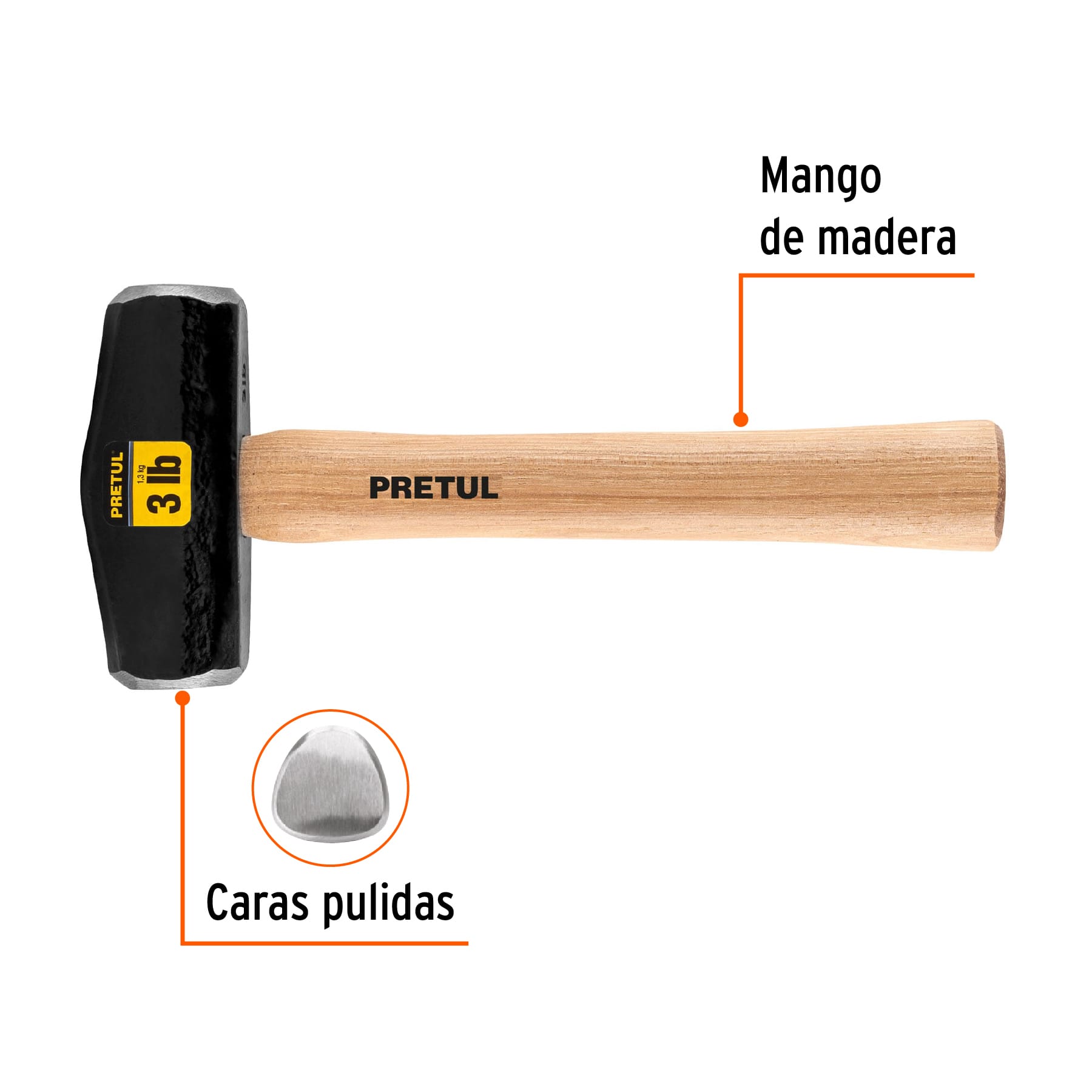 Marro tipo Nevada 3 lbs. mango 10-3/4", PRETUL