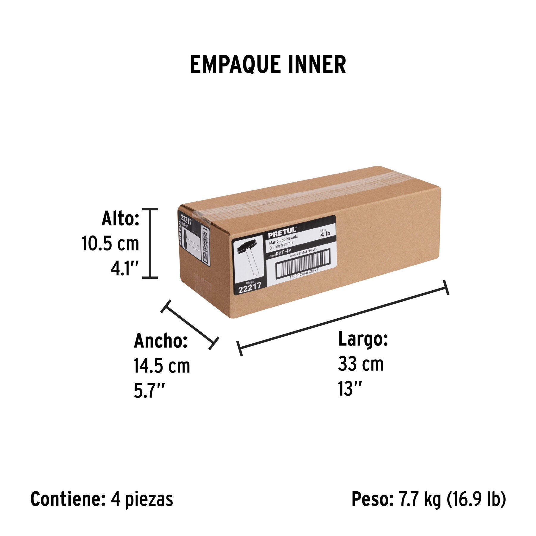 Marro tipo Nevada 4 lbs. mango 10-3/4", PRETUL - Empaque