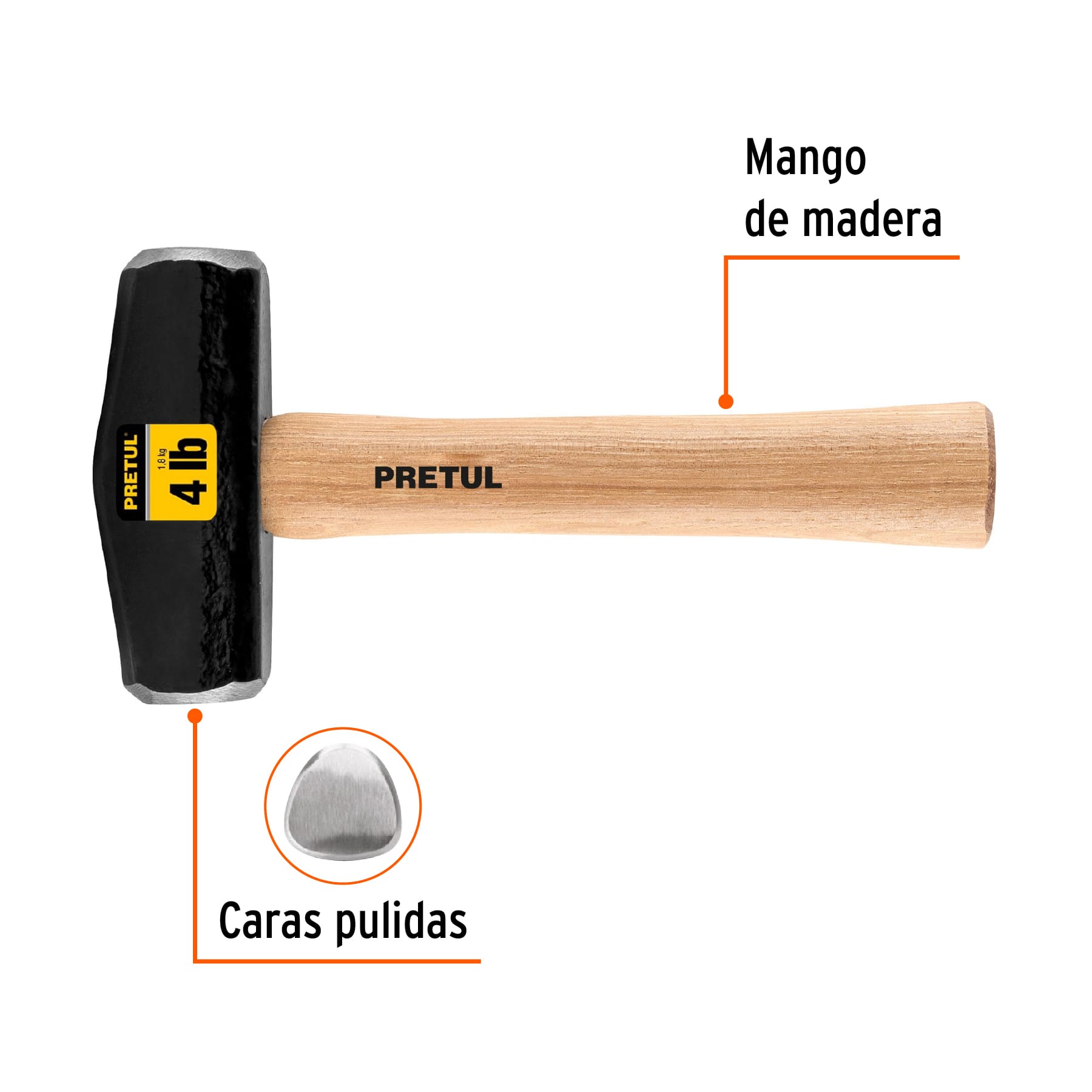 Marro tipo Nevada 4 lbs. mango 10-3/4", PRETUL