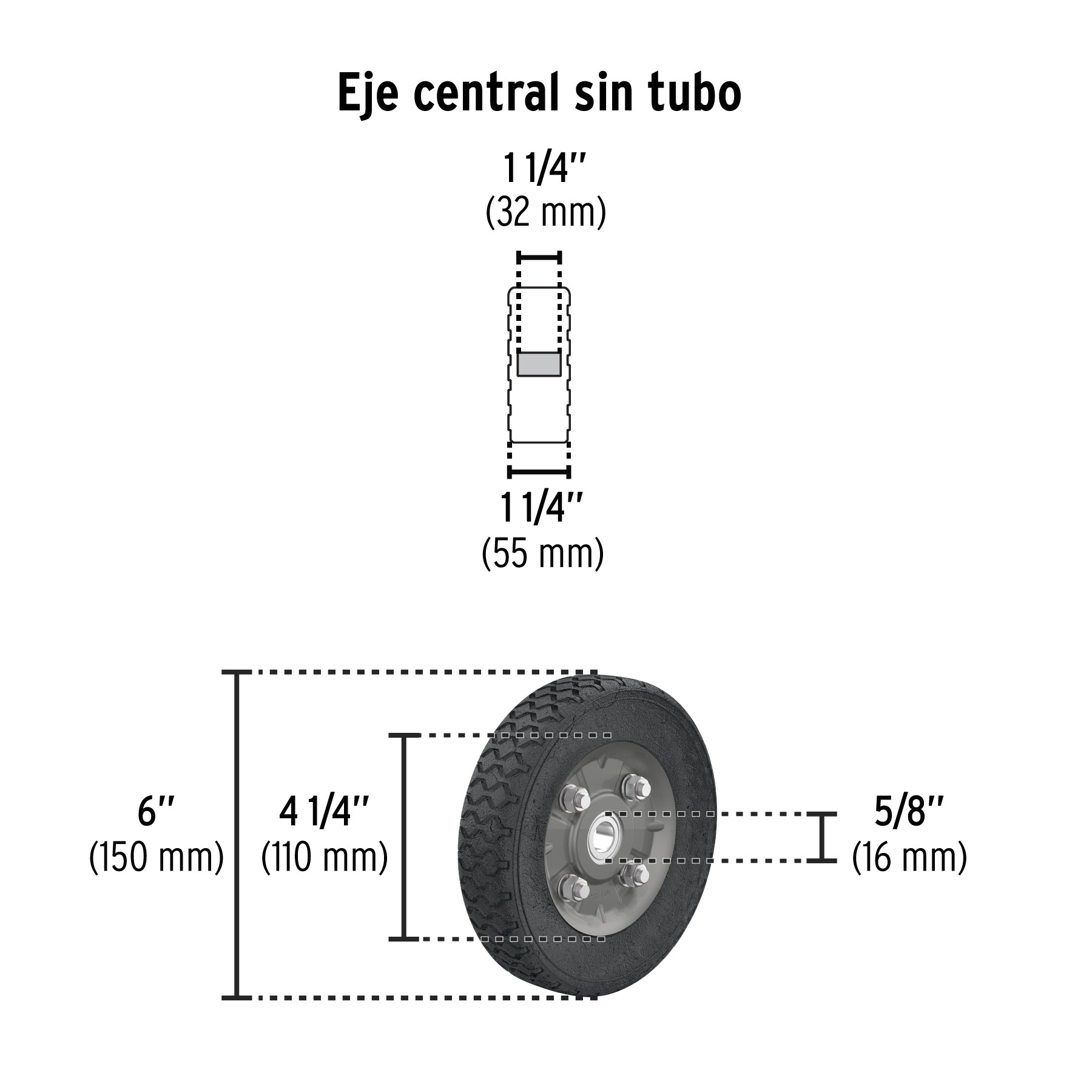 Diablo de carga de 100 kg, ruedas sólidas, balero sencillo