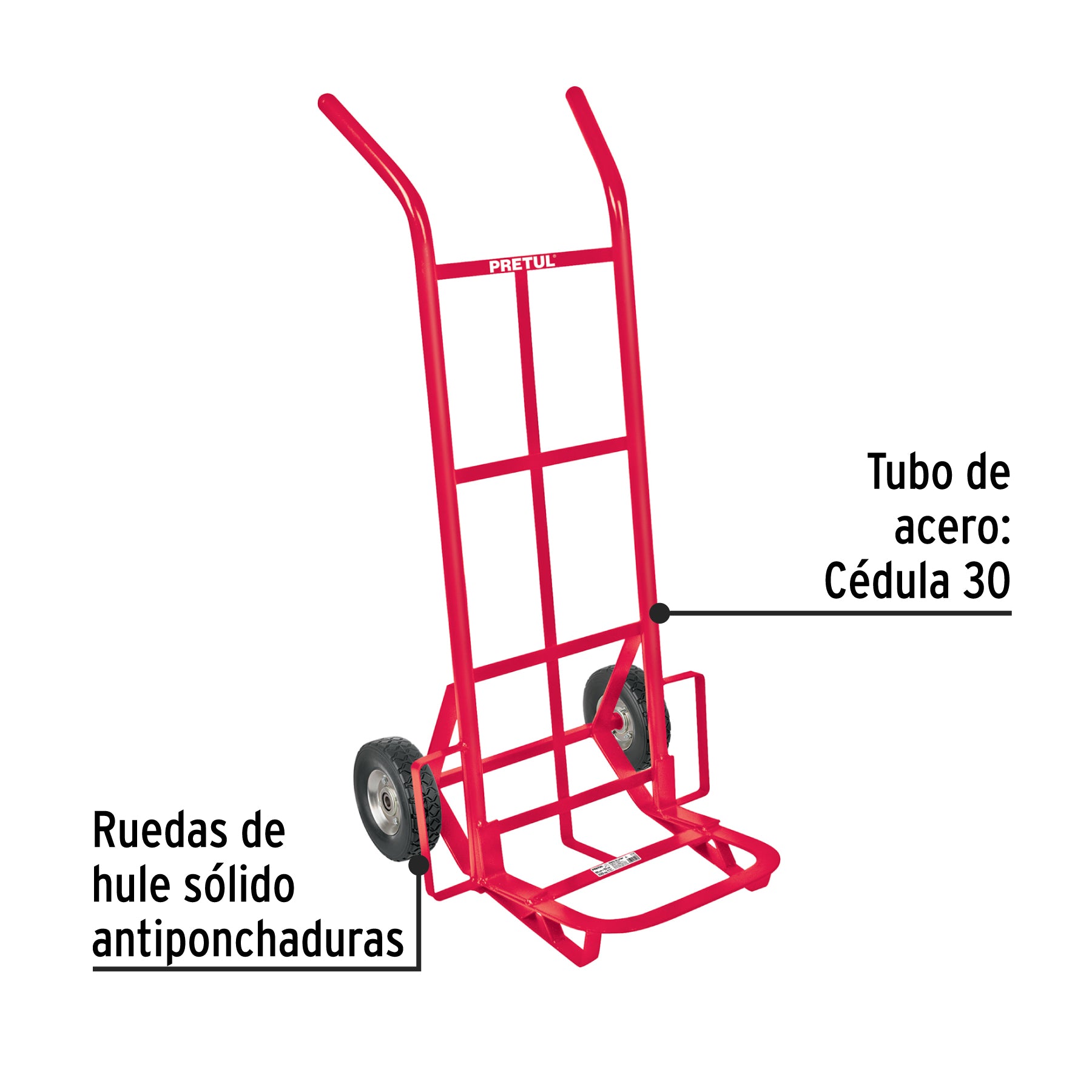 Diablo de carga de 100 kg, ruedas sólidas, balero sencillo