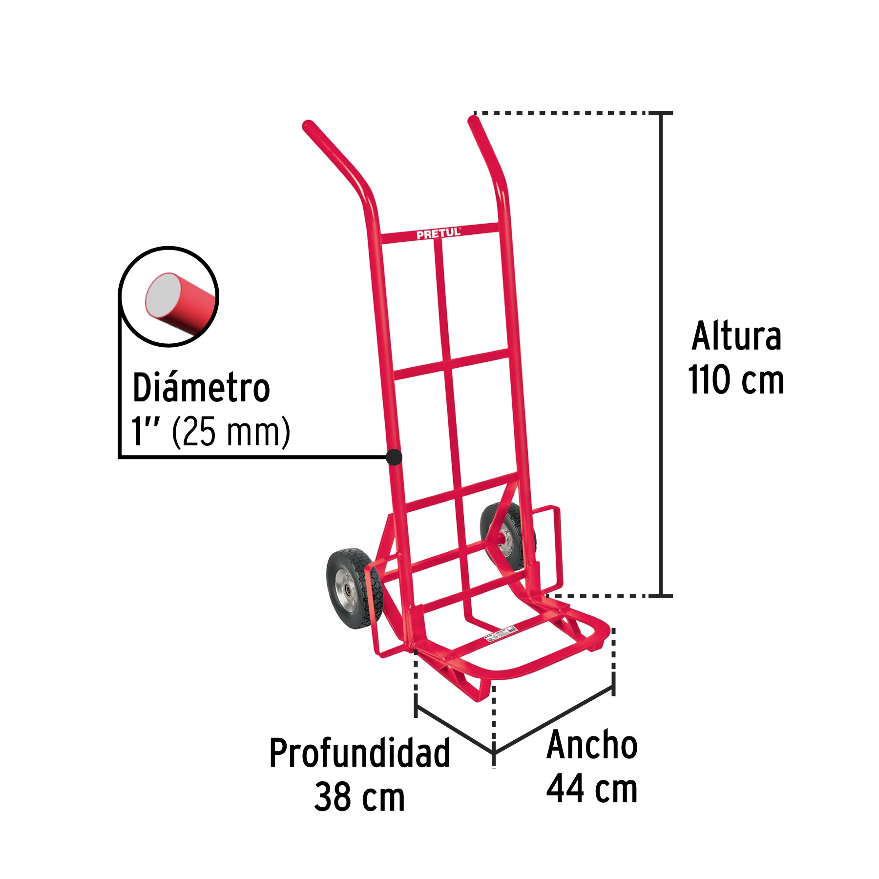 Diablo de carga de 200 kg, ruedas sólidas, balero sencillo