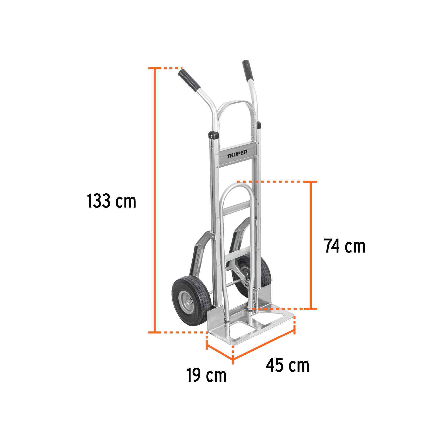 Diablo de carga de aluminio con base abatible 250 kg, TRUPER