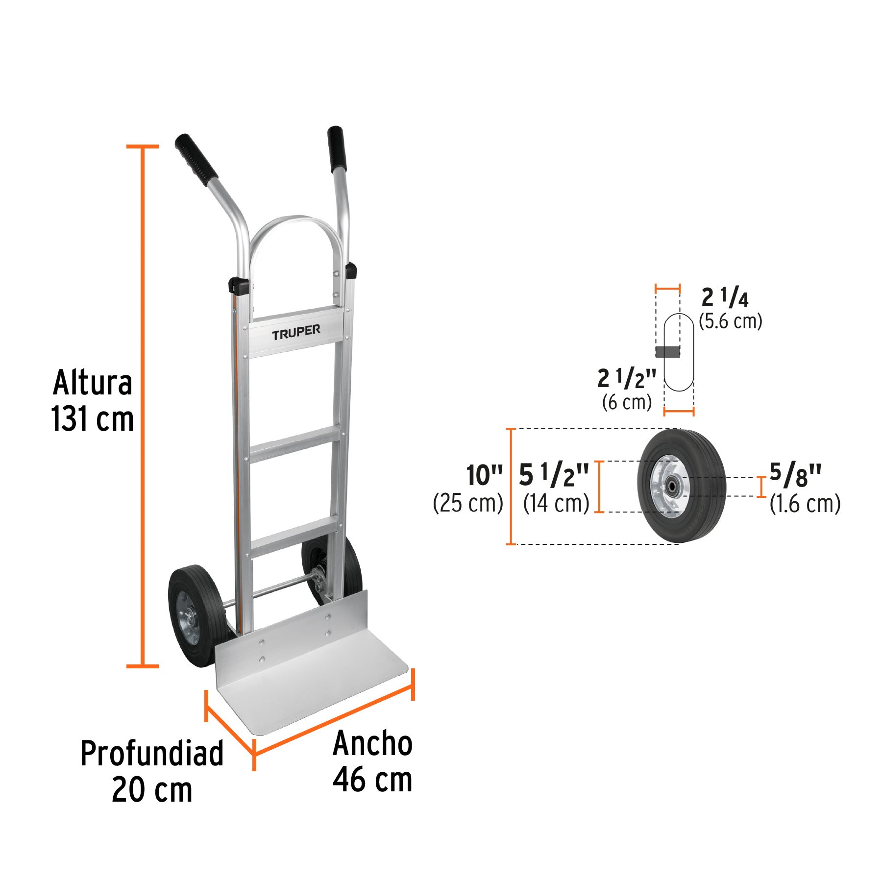 Diablo de carga de aluminio 300 kg ruedas imponchables