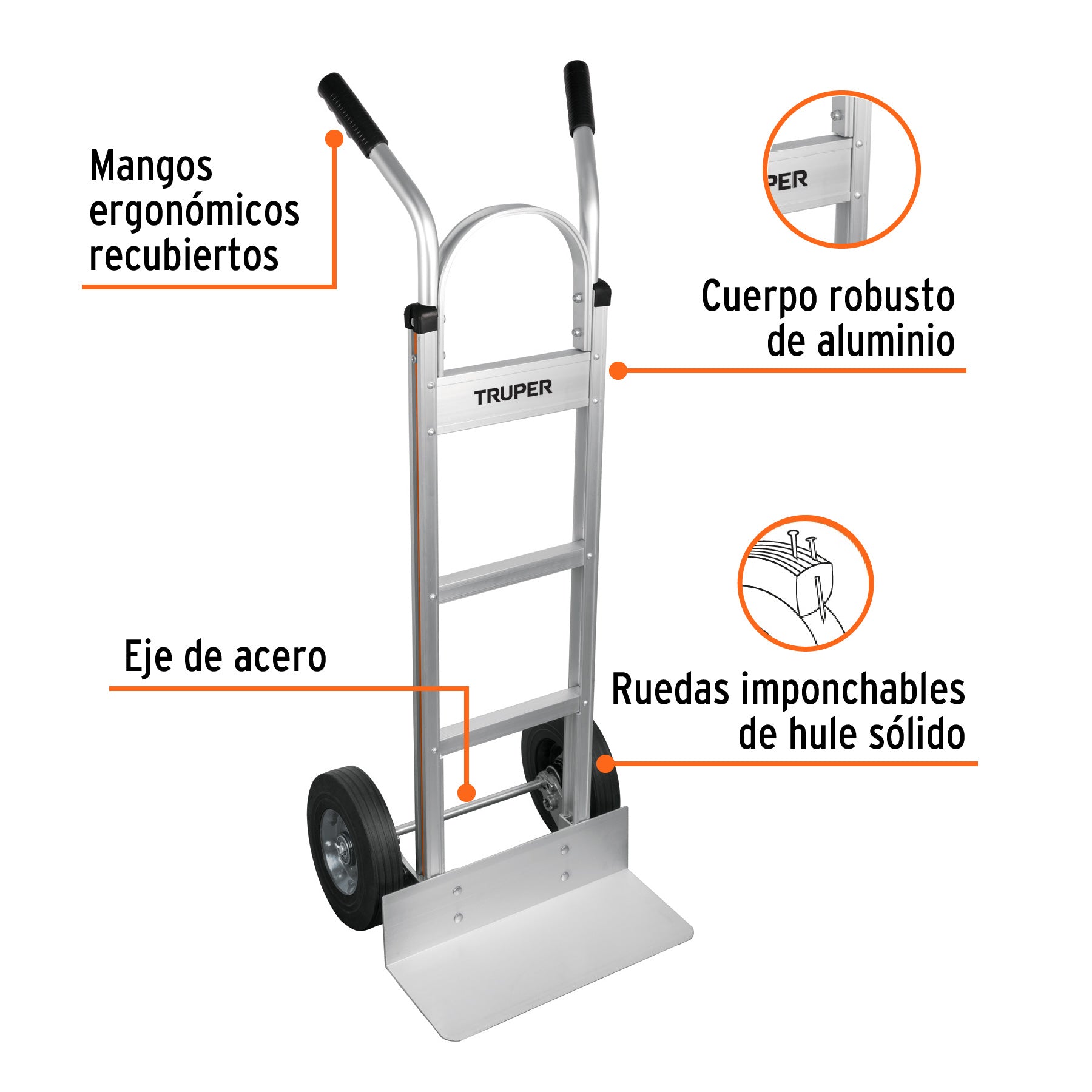 Diablo de carga de aluminio 300 kg ruedas imponchables