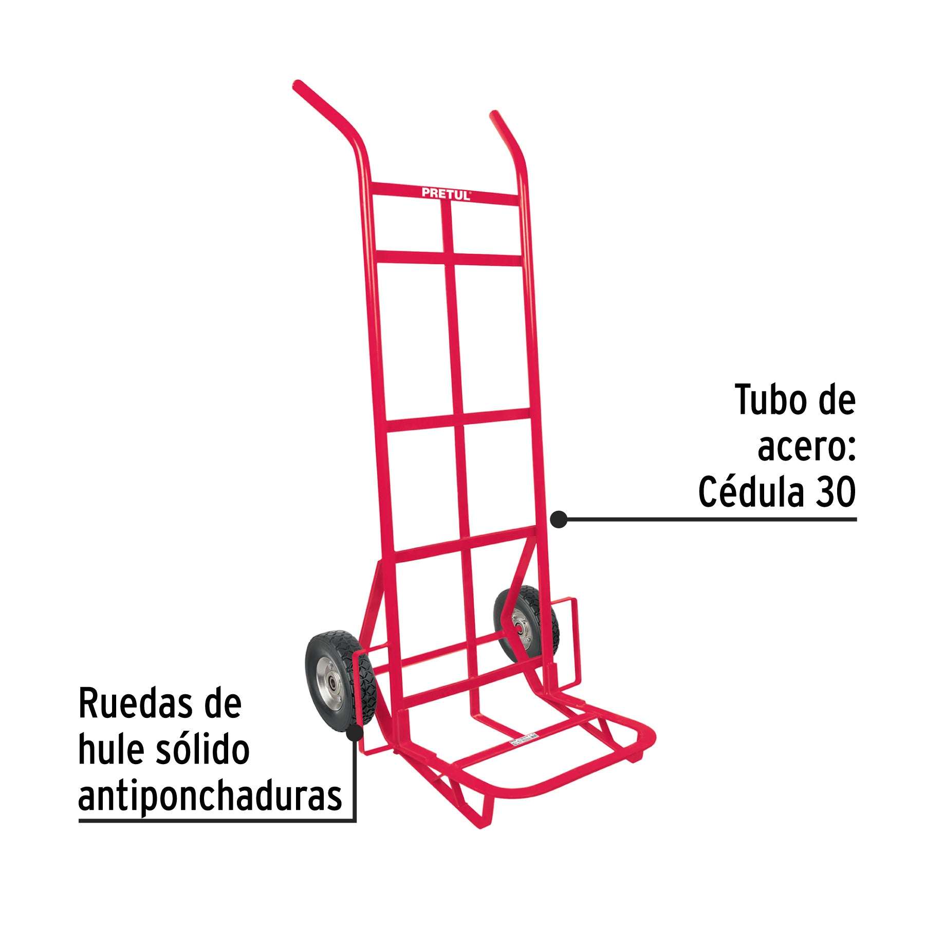 Diablo de carga de 300 kg, ruedas sólidas, doble balero