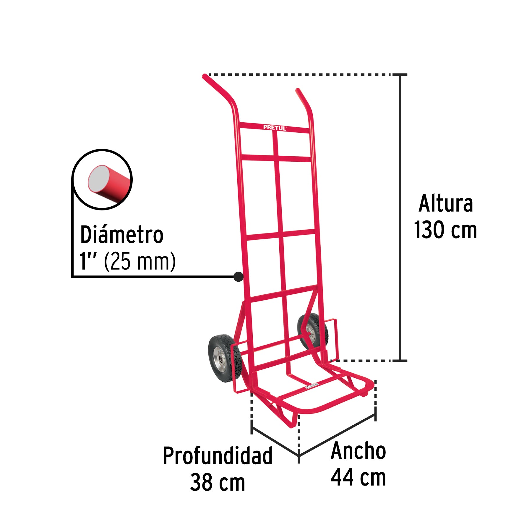 Diablo de carga de 300 kg, ruedas sólidas, doble balero