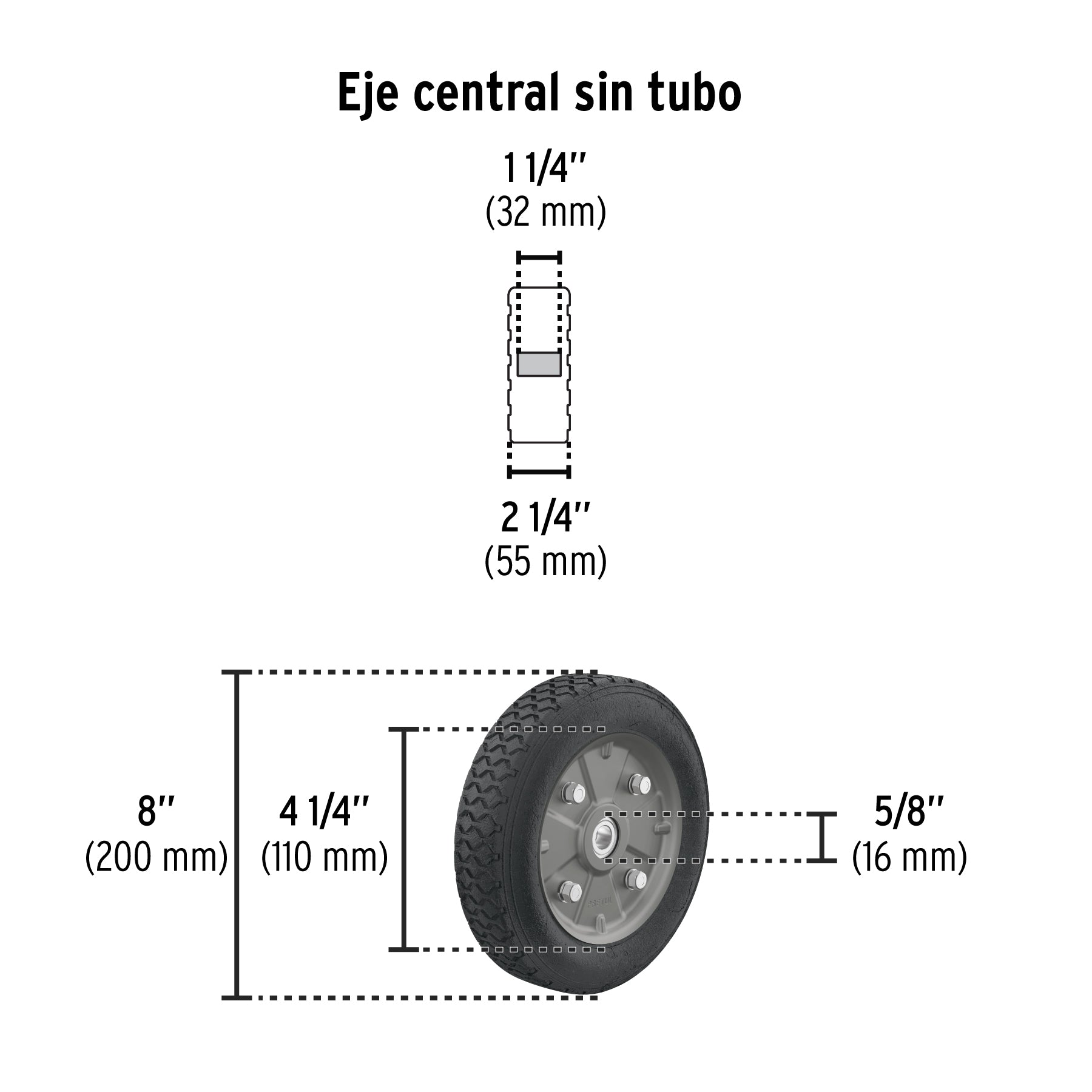 Diablo de carga de 300 kg, ruedas sólidas, doble balero