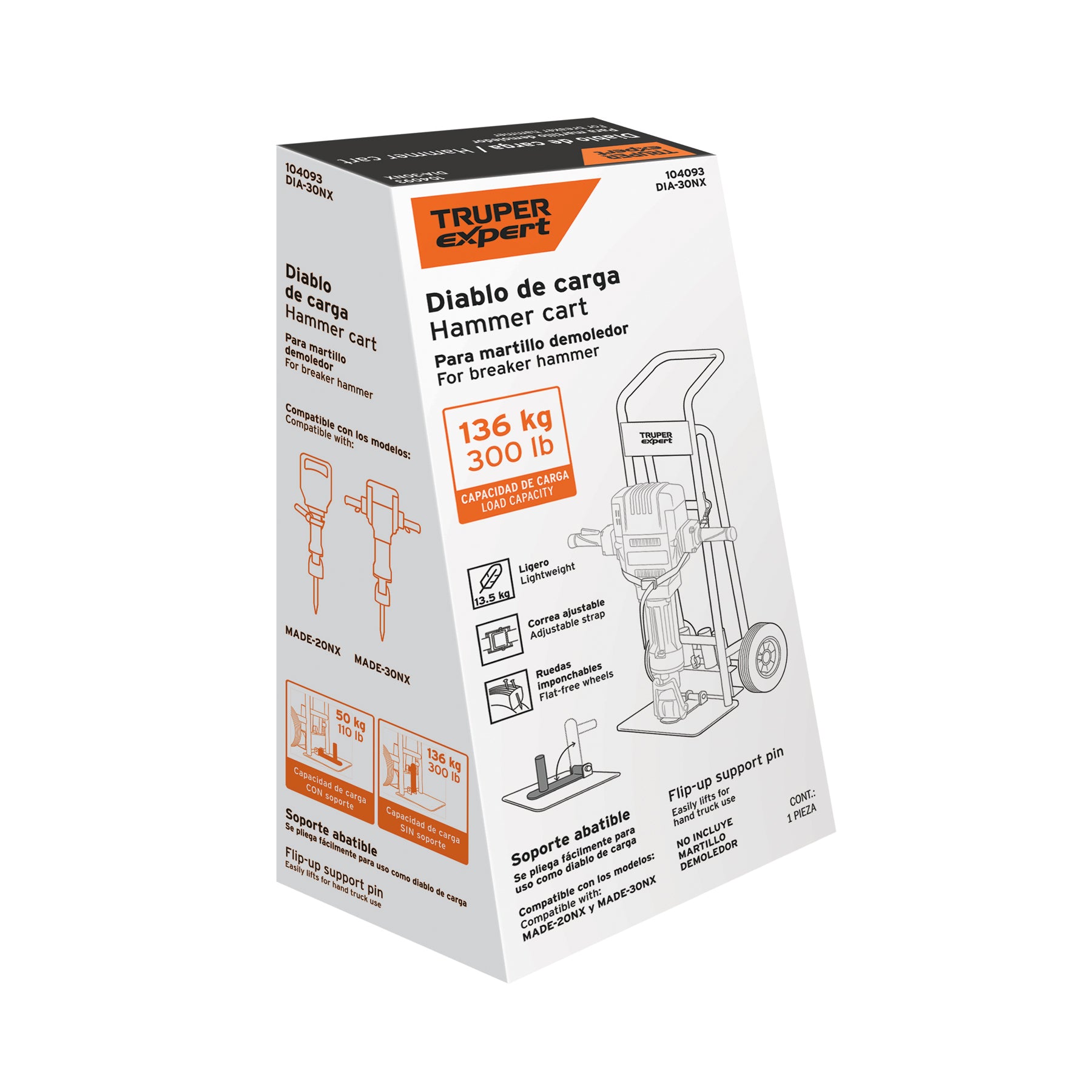 Diablo transportador para martillo demoledor, 136 kg, EXPERT