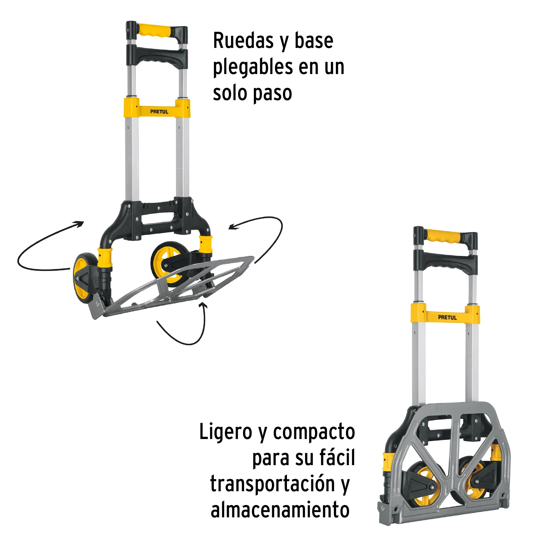 Diablo de carga, plegable de acero, 60 kg, PRETUL