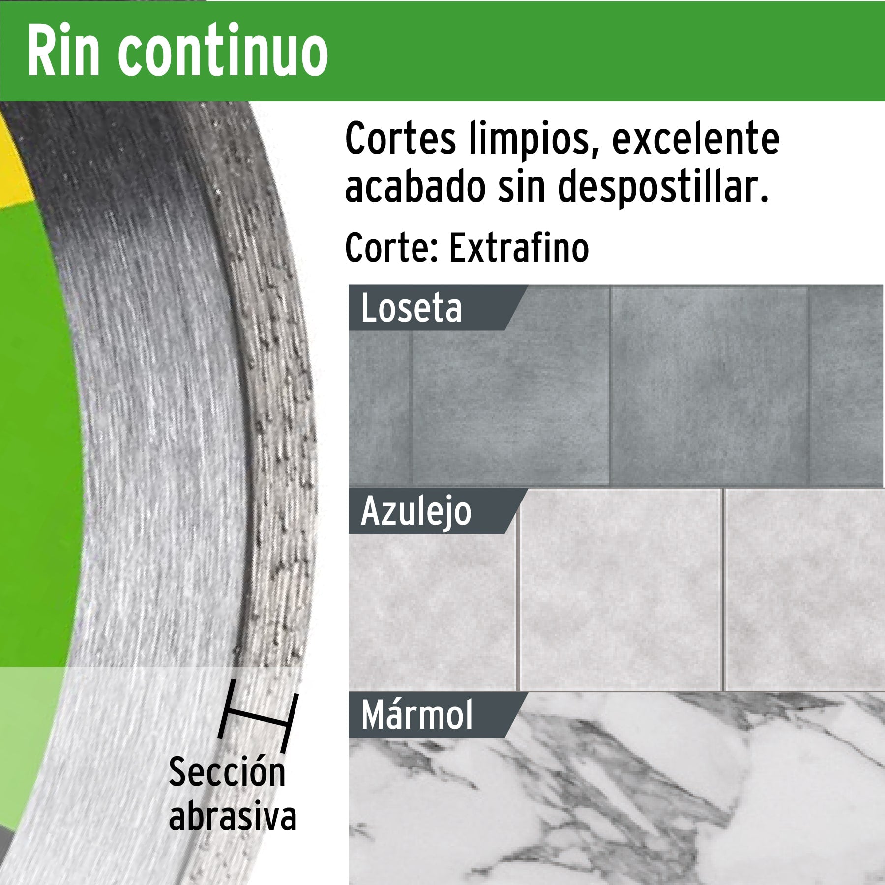 Disco de diamante de 7" x 2.1 mm, rin continuo, PRETUL