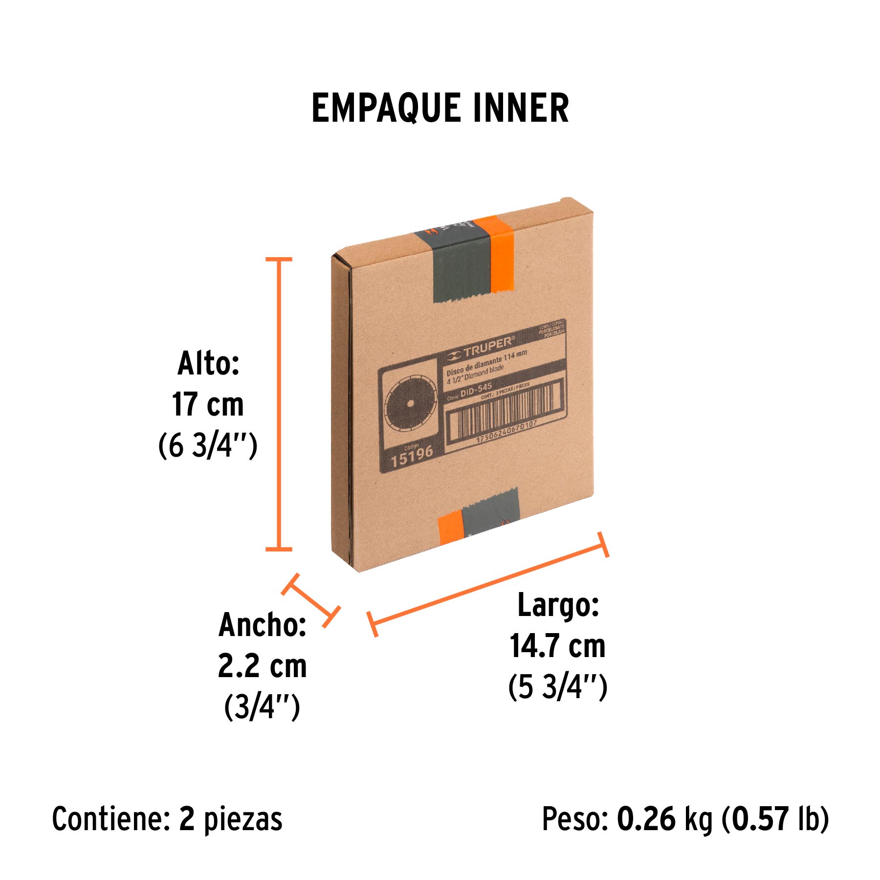 Disco de diamante de 4-1/2" x 1.3 mm, corte de porcelanato - Empaque