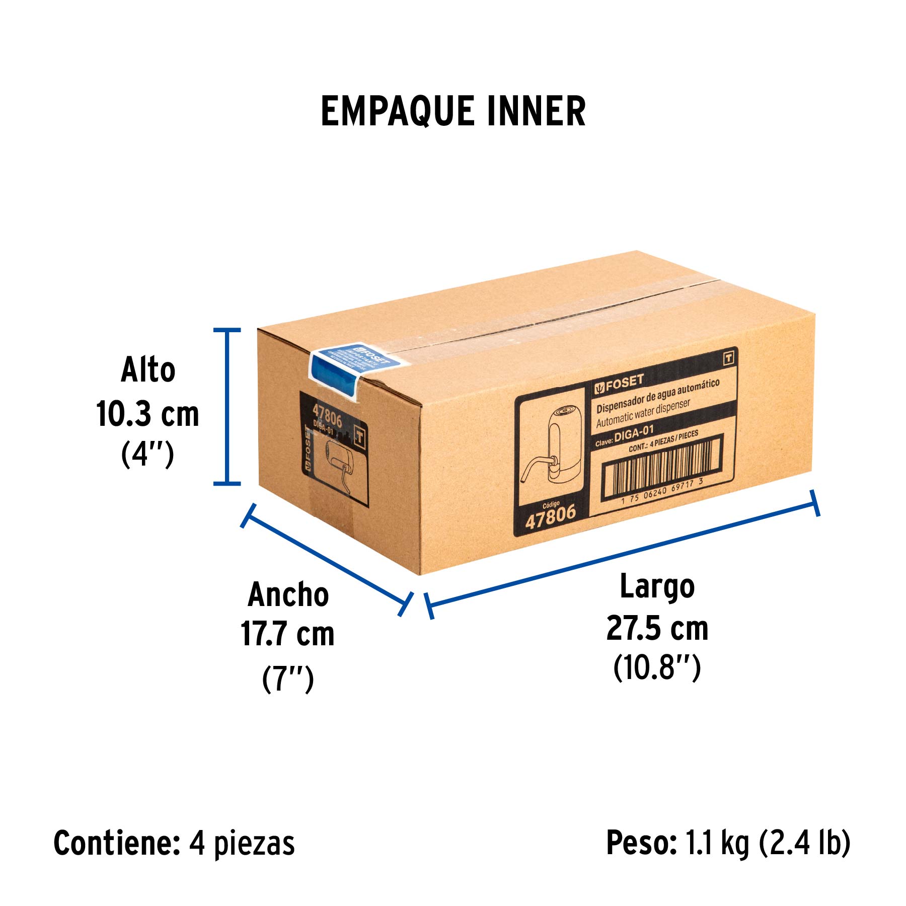 Dispensador eléctrico de agua para garrafón, FOSET - Empaque