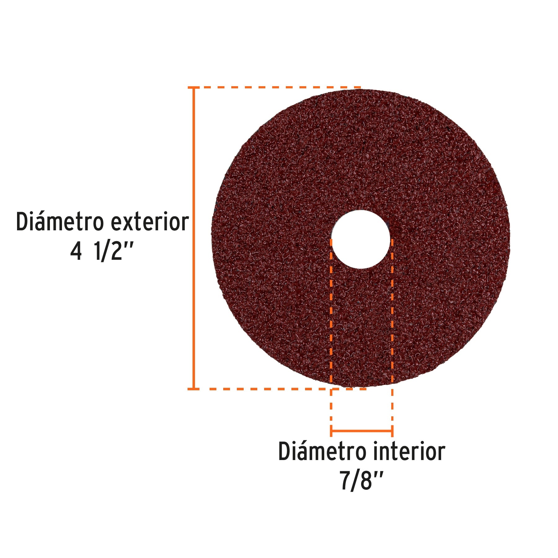 Disco de lija 4-1/2" con respaldo de fibra, grano 24, TRUPER