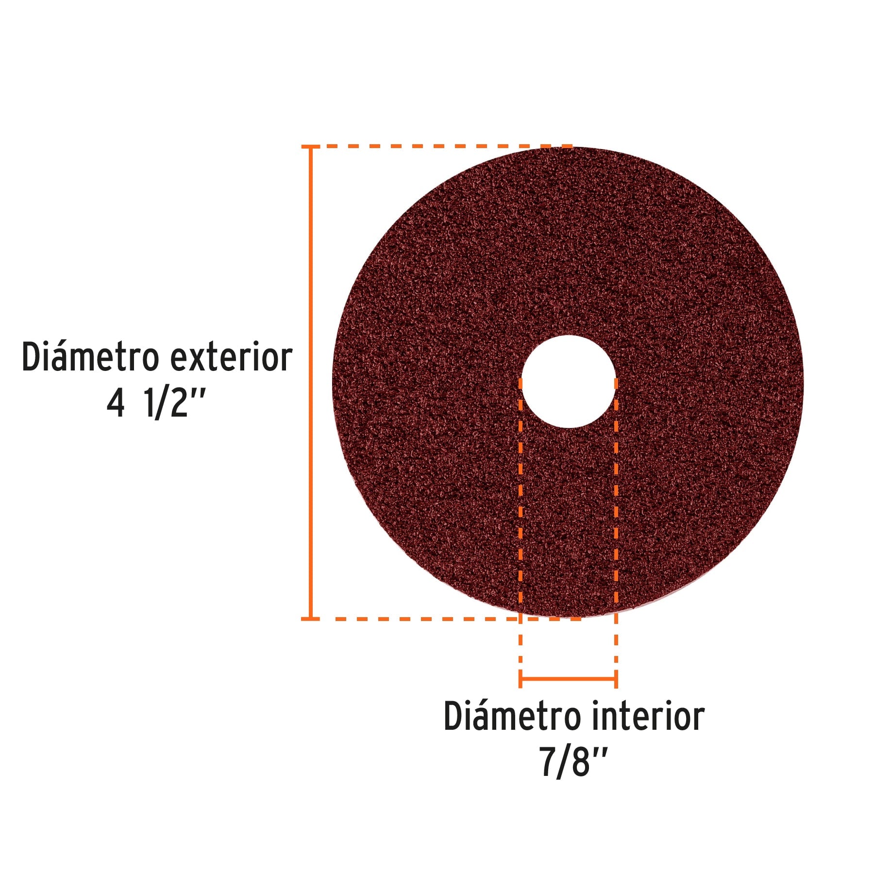 Disco de lija 4-1/2" con respaldo de fibra, grano 36, TRUPER
