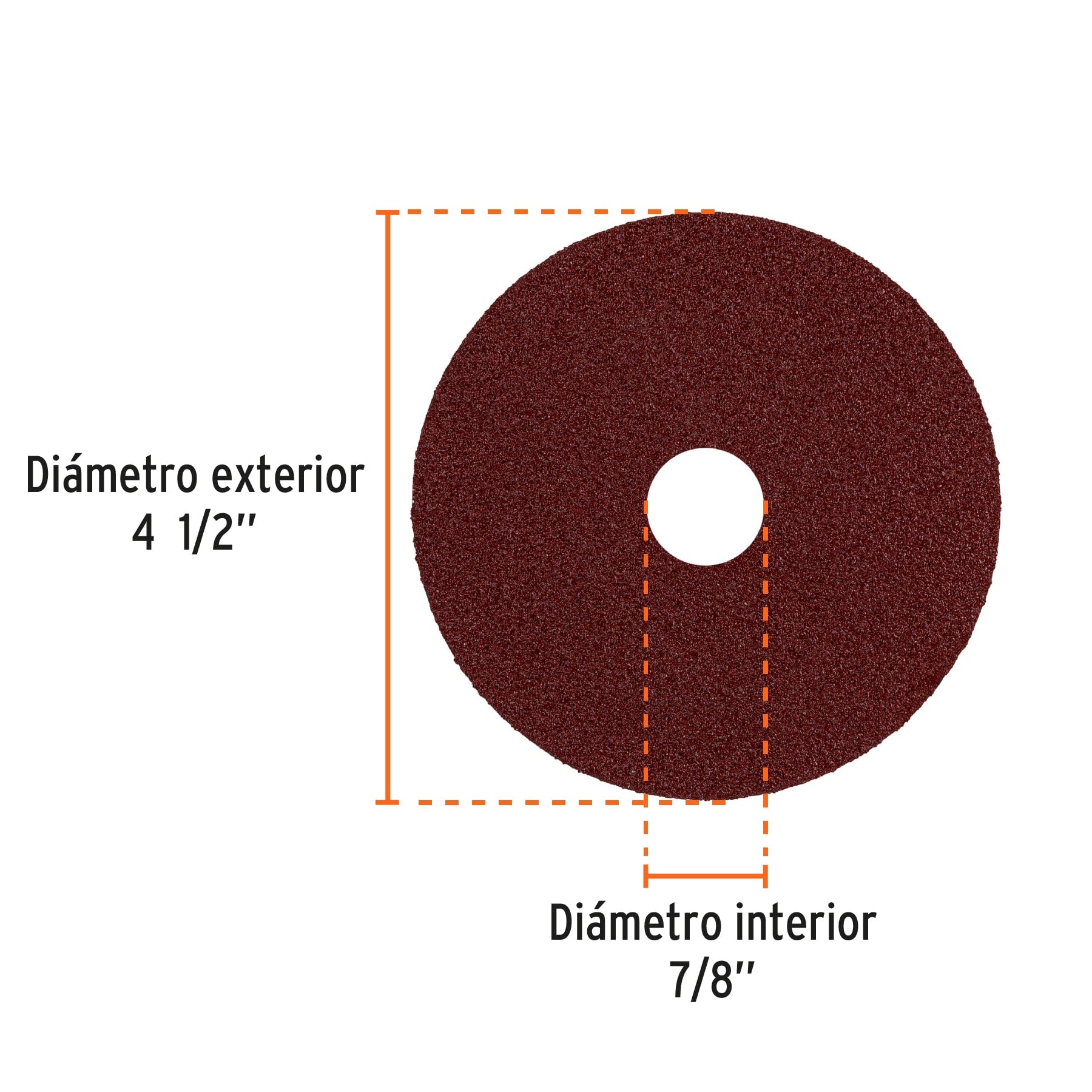 Disco de lija 4-1/2" con respaldo de fibra, grano 50, TRUPER