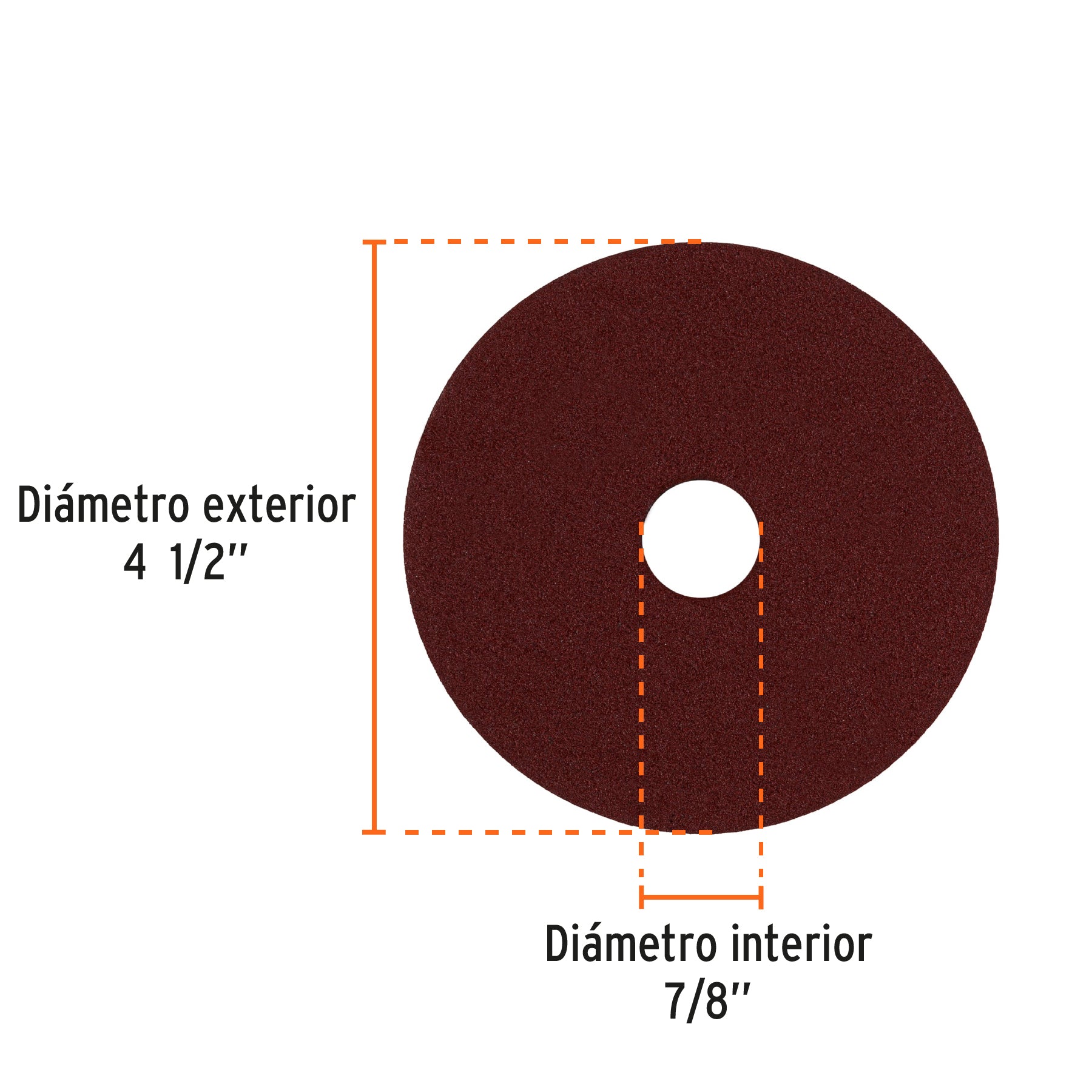 Disco de lija 4-1/2" con respaldo de fibra, grano 80, TRUPER