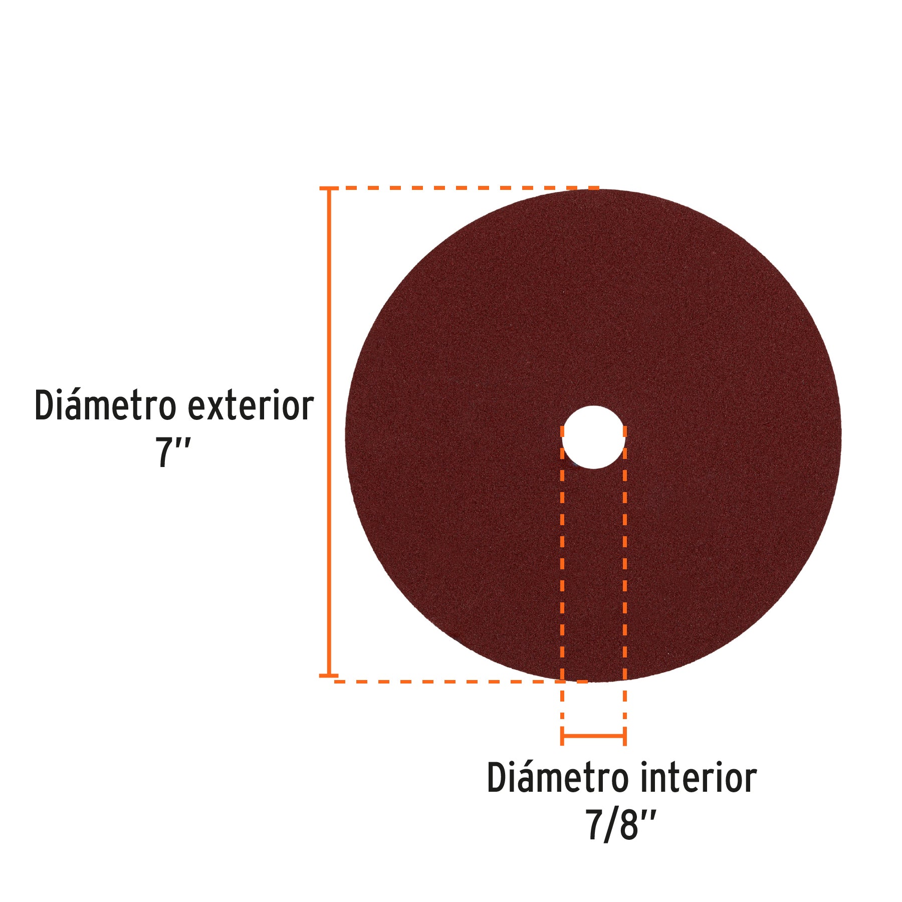 Disco de lija de 7" con respaldo de fibra, grano 120, TRUPER