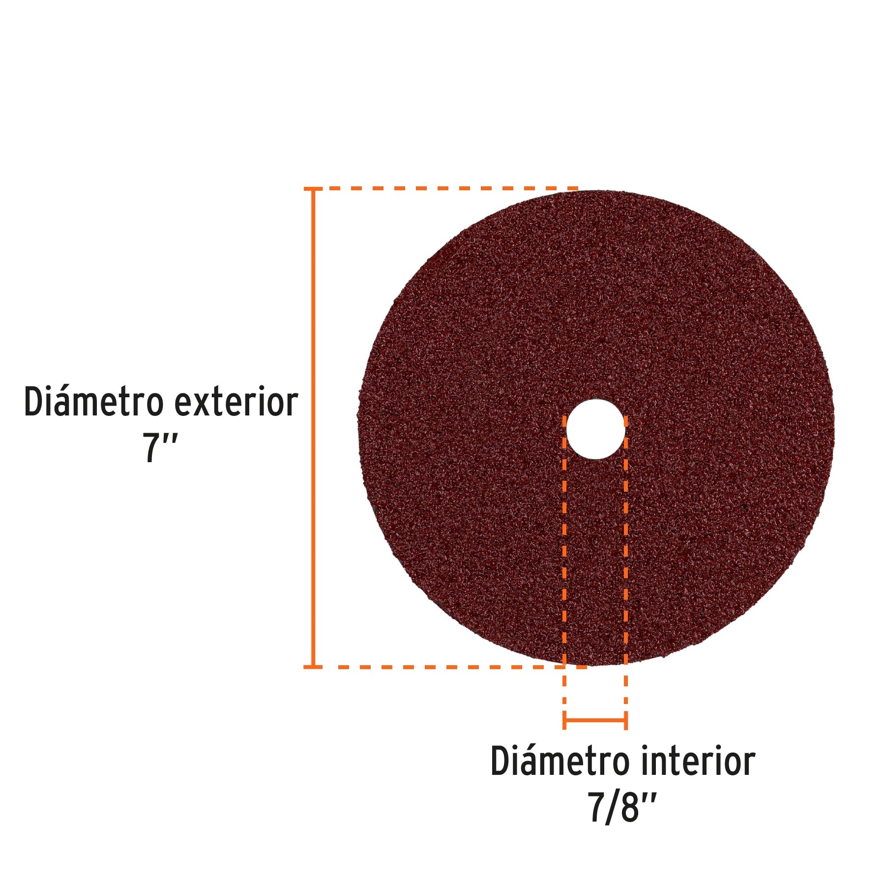 Disco de lija de 7" con respaldo de fibra, grano 24, TRUPER