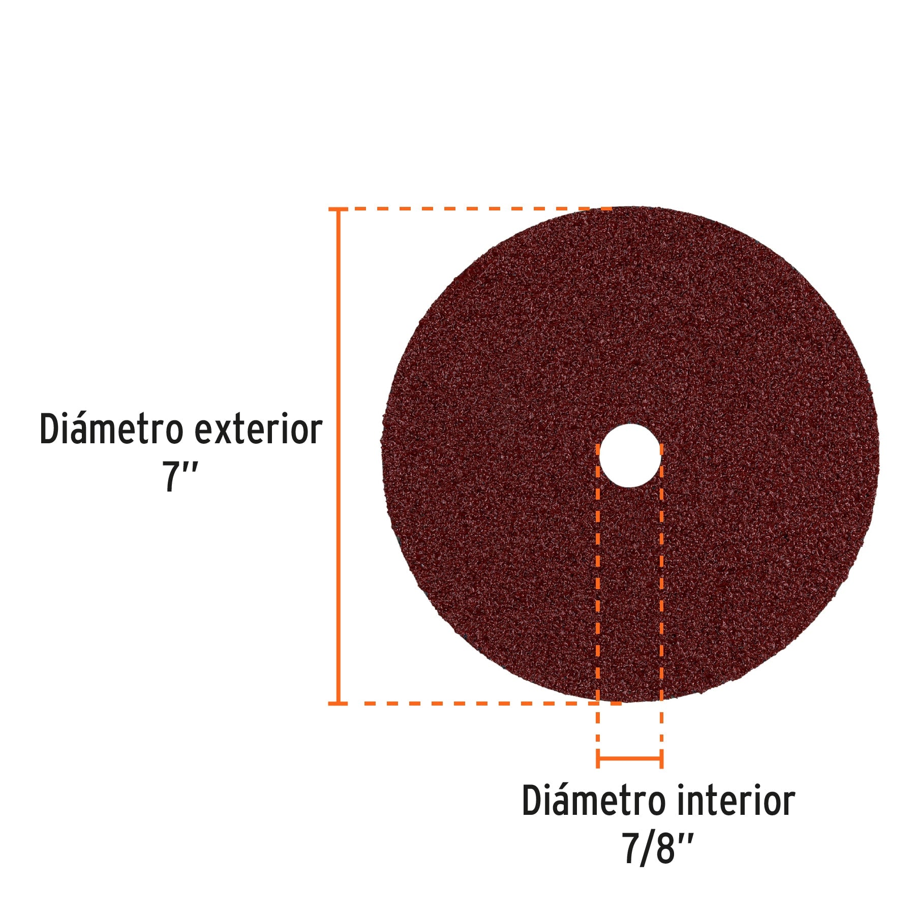 Disco de lija de 7" con respaldo de fibra, grano 36, TRUPER