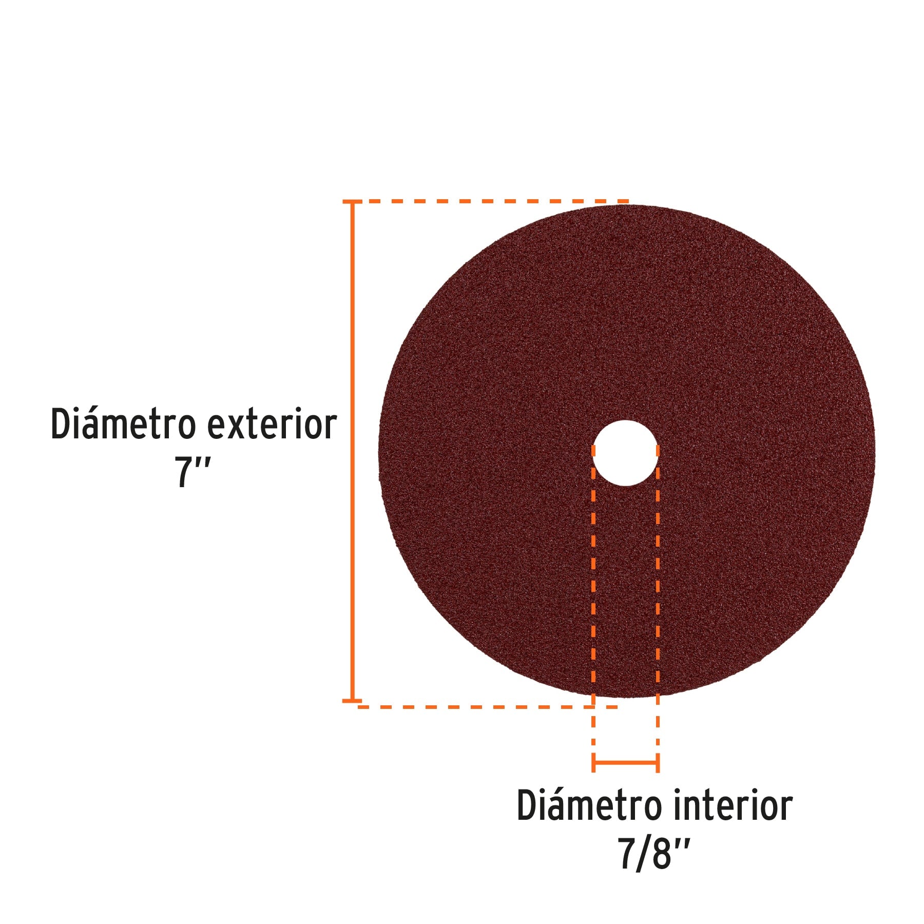 Disco de lija de 7" con respaldo de fibra, grano 50, TRUPER