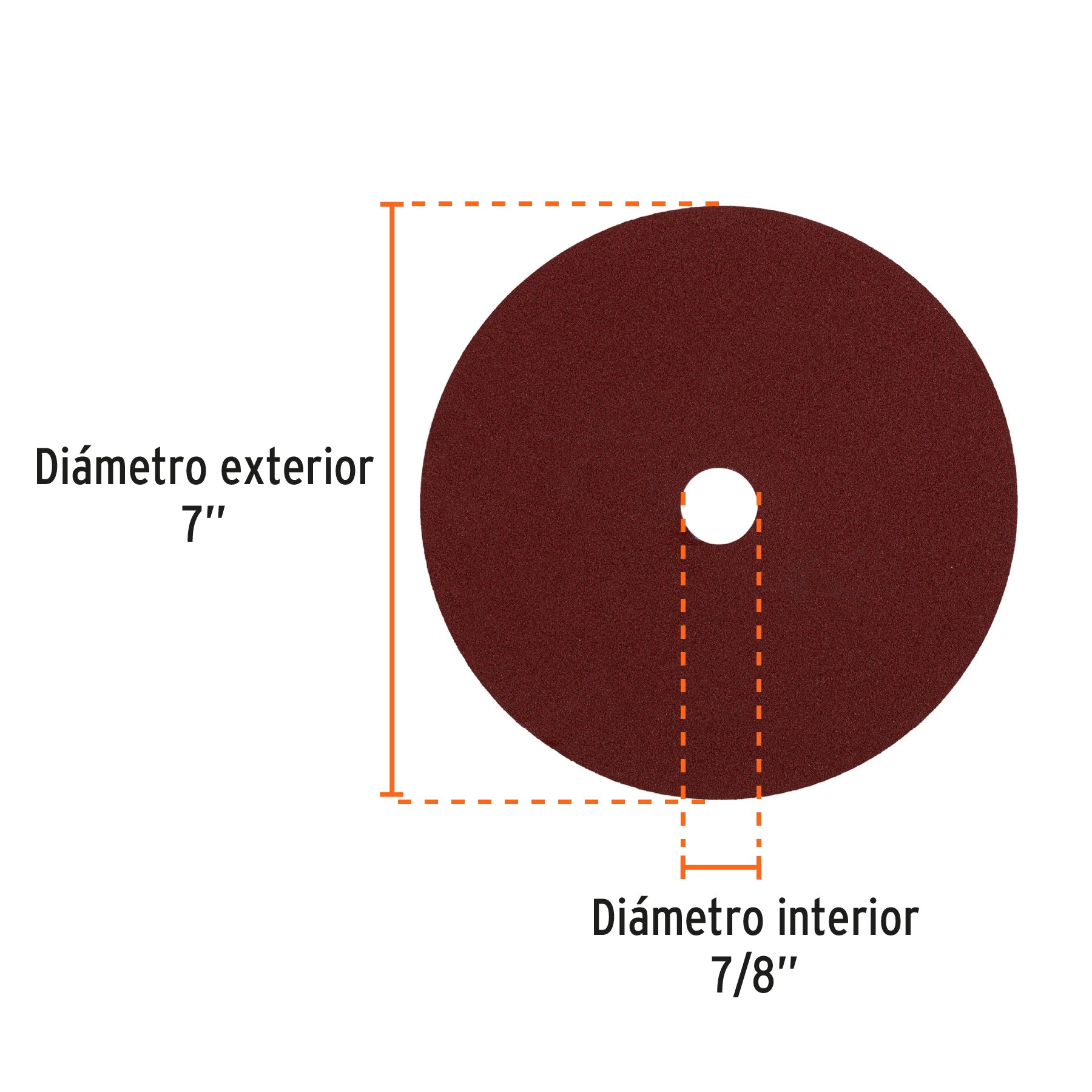 Disco de lija de 7" con respaldo de fibra, grano 80, TRUPER