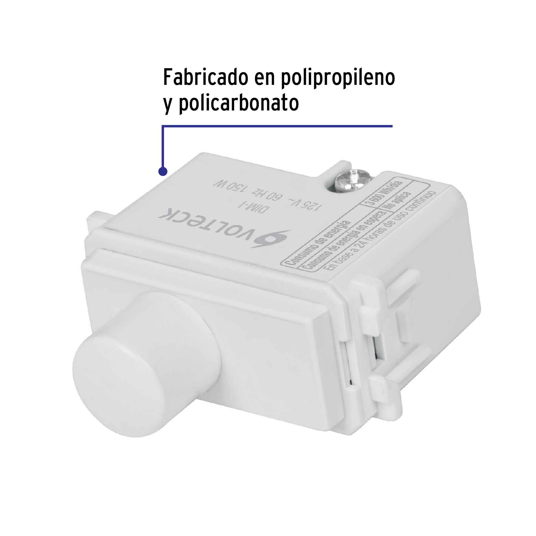 Dimmer giratorio, línea Italiana, color blanco, VOLTECK