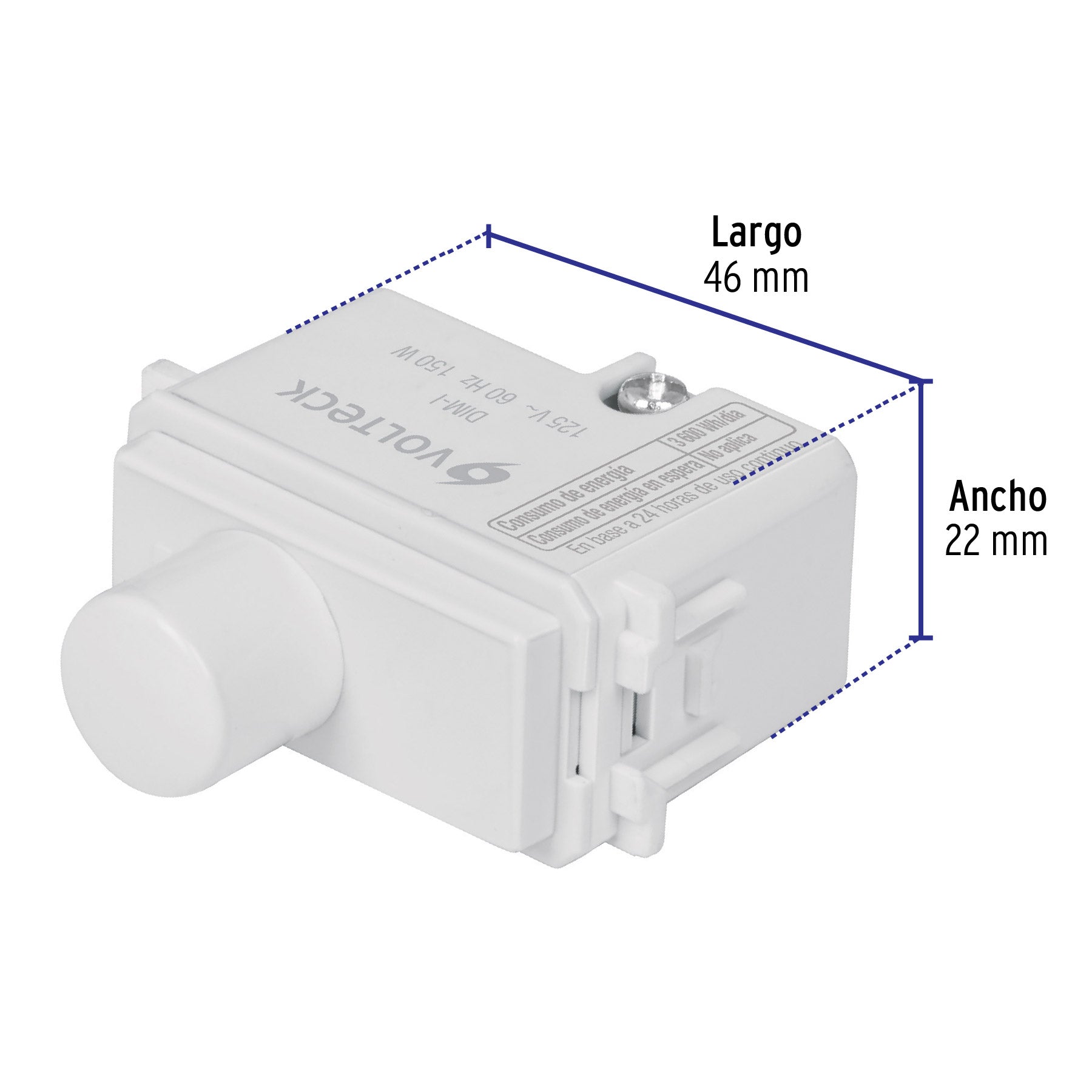 Dimmer giratorio, línea Italiana, color blanco, VOLTECK
