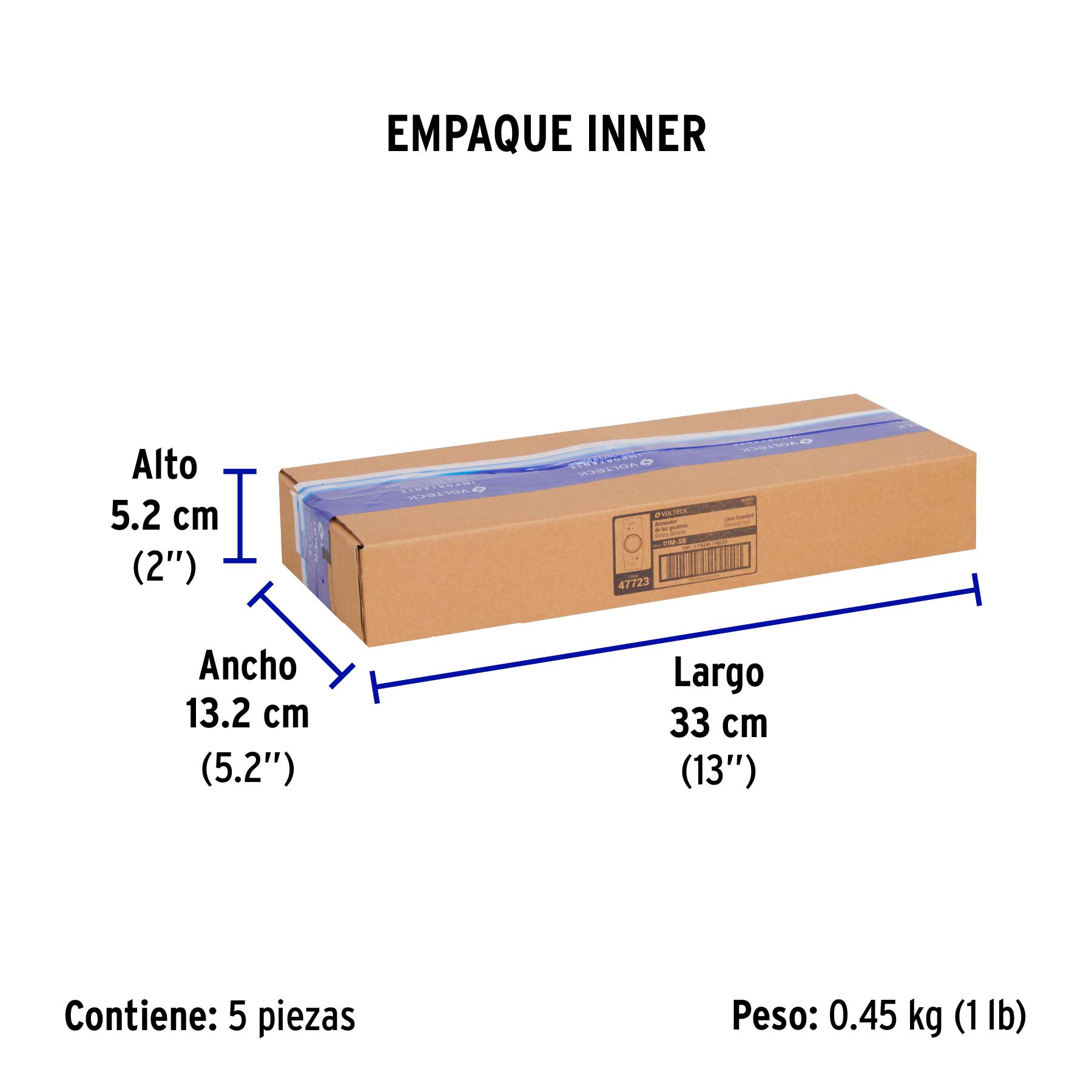 Atenuador de luz giratorio, Standard, blanco, VOLTECK - Empaque