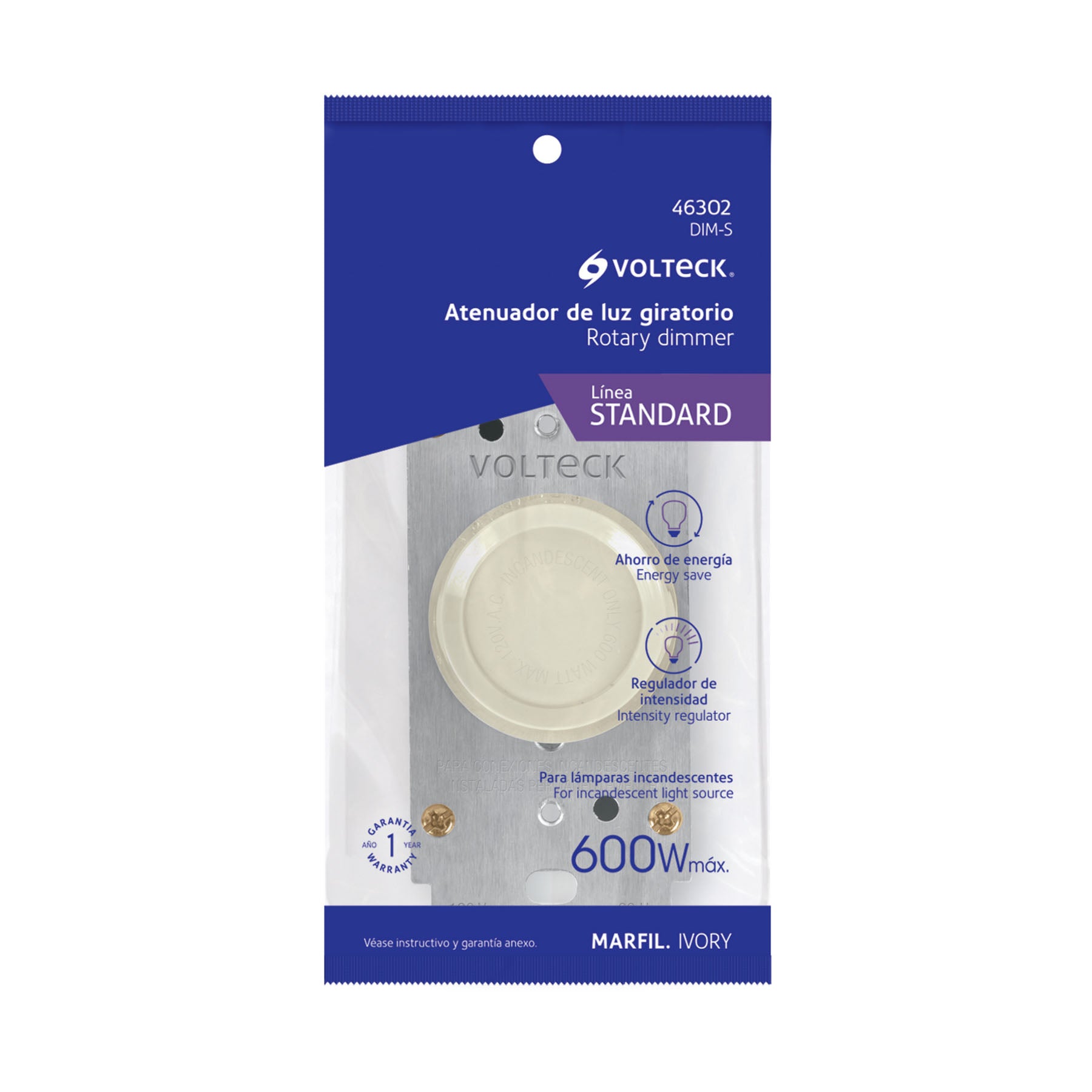 Atenuador de luz giratorio, Standard, marfil, VOLTECK