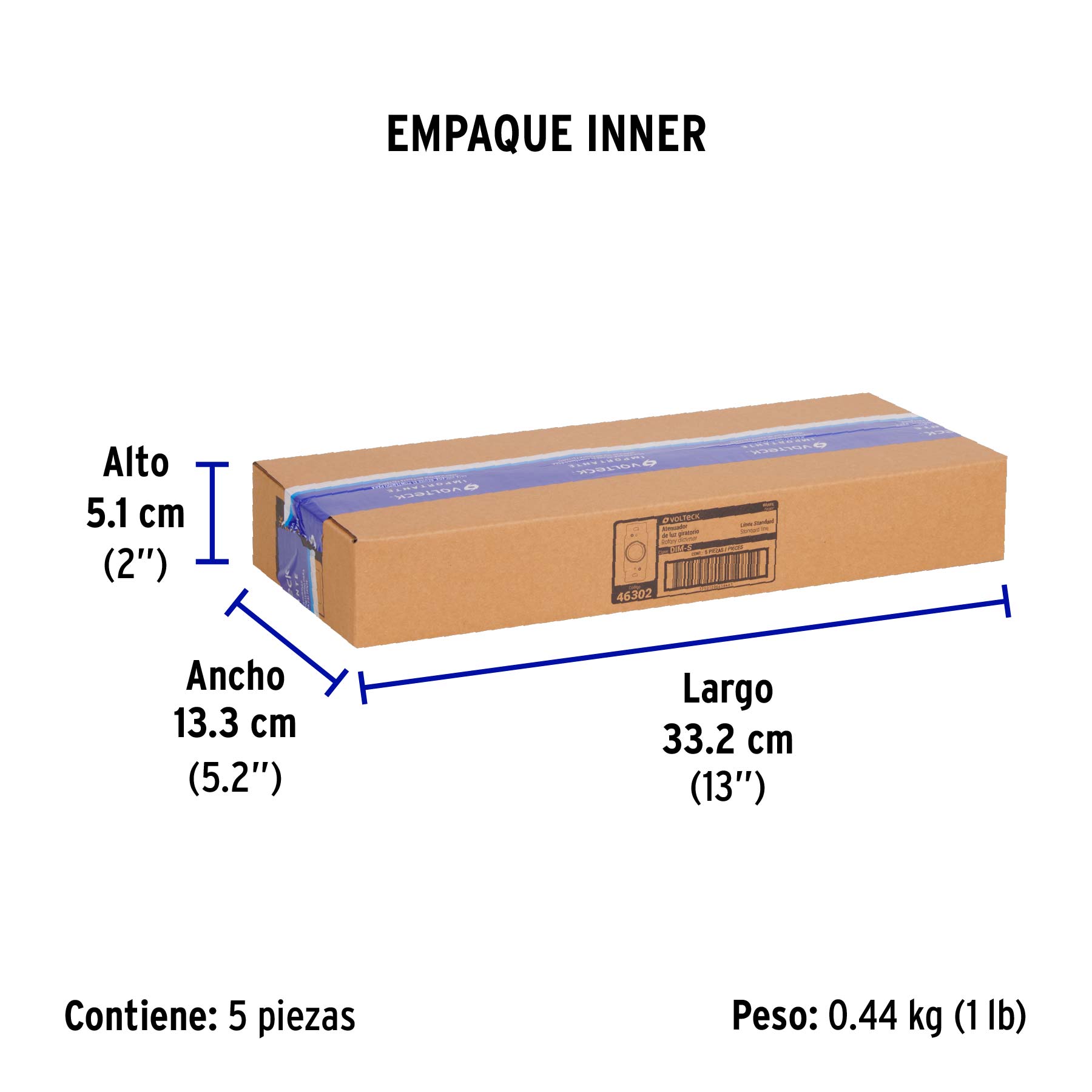 Atenuador de luz giratorio, Standard, marfil, VOLTECK - Empaque