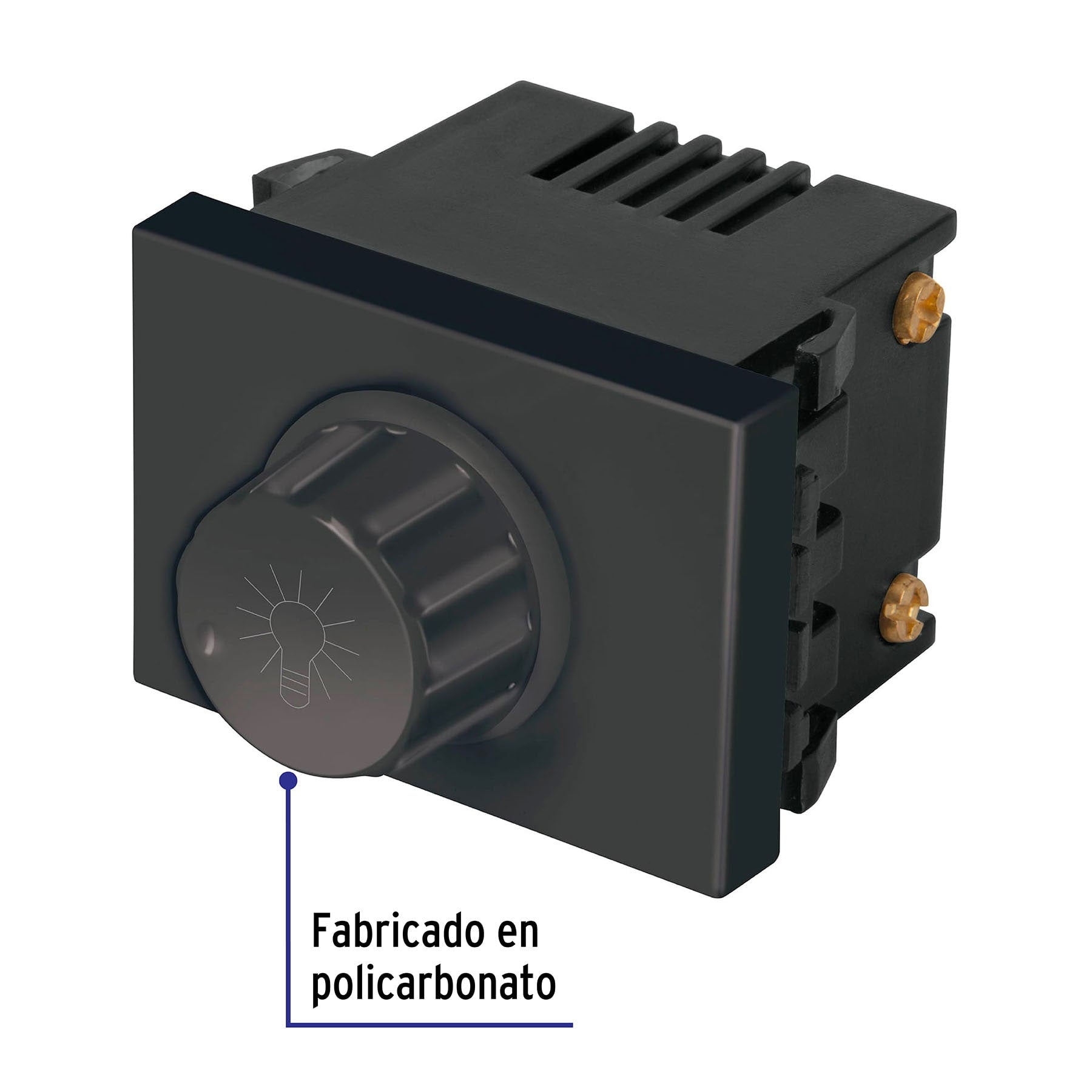 Dimmer giratorio, 1.5 módulos, línea Española, color negro