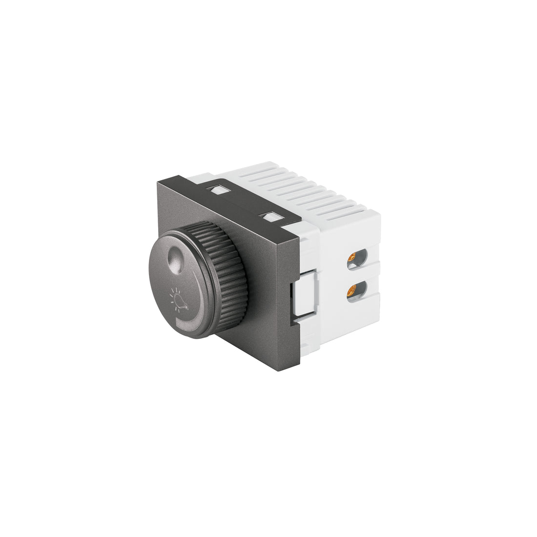Dimmer giratorio acero inox de 1.5 módulos, línea Lisboa