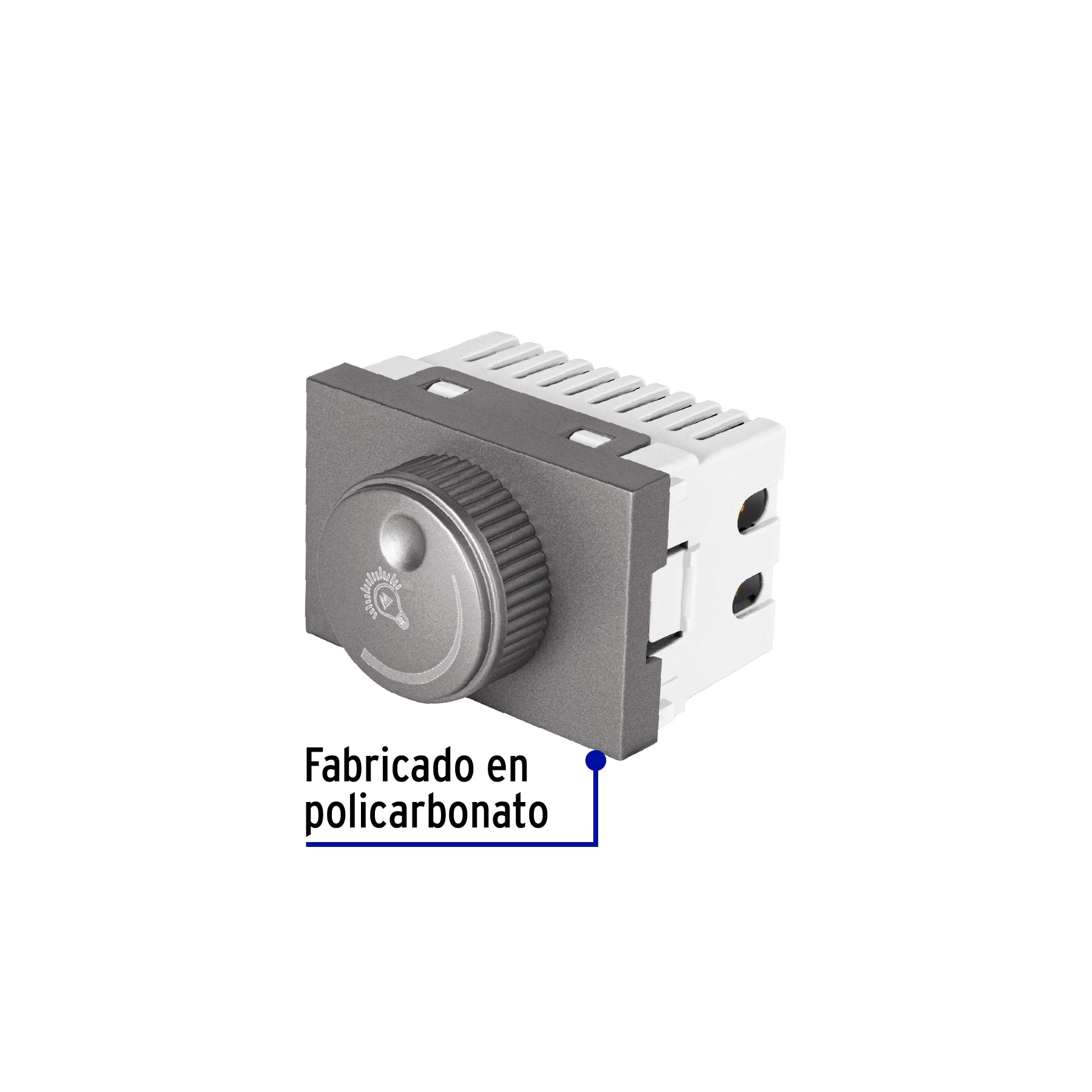 Dimmer giratorio acero inox de 1.5 módulos, línea Lisboa