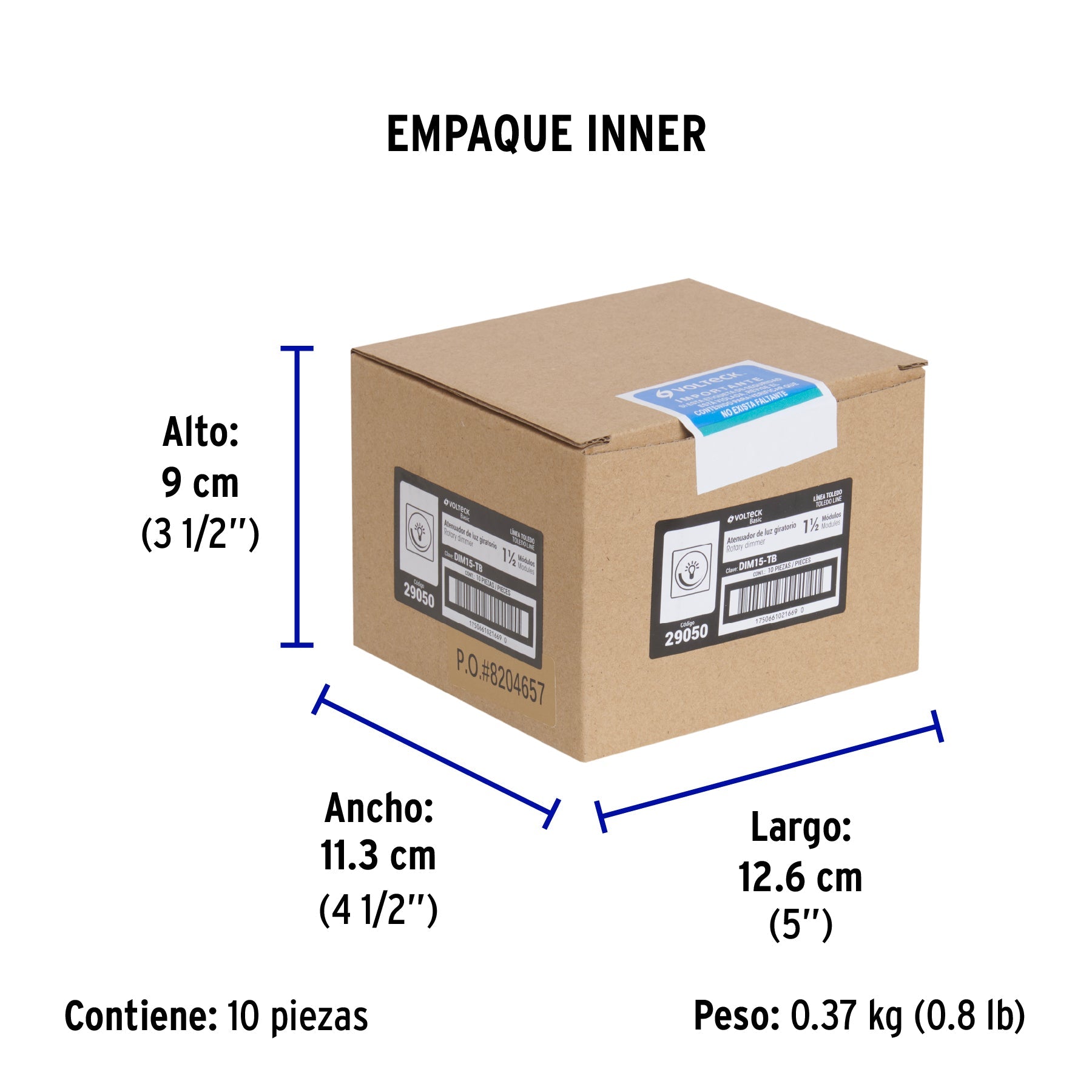 Dimmer giratorio de 1.5 módulos, línea Toledo, BASIC - Empaque