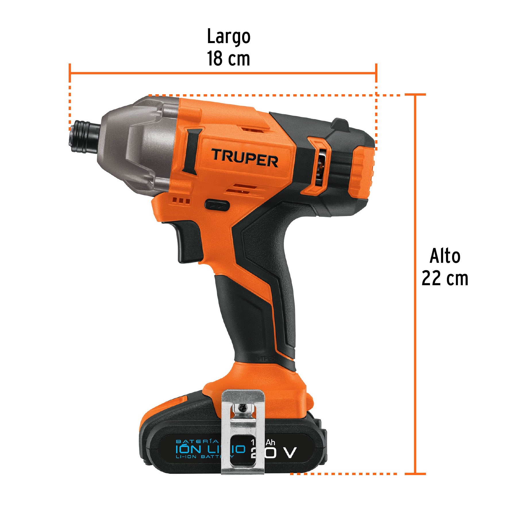 Destornillador de impacto 1/4", 20V, 1 batería 2Ah, PRO