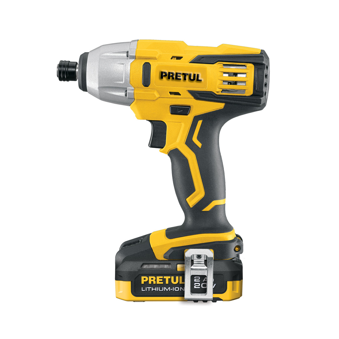 Destornillador de impacto 1/4", 20V, 1 batería 2Ah, PRETUL