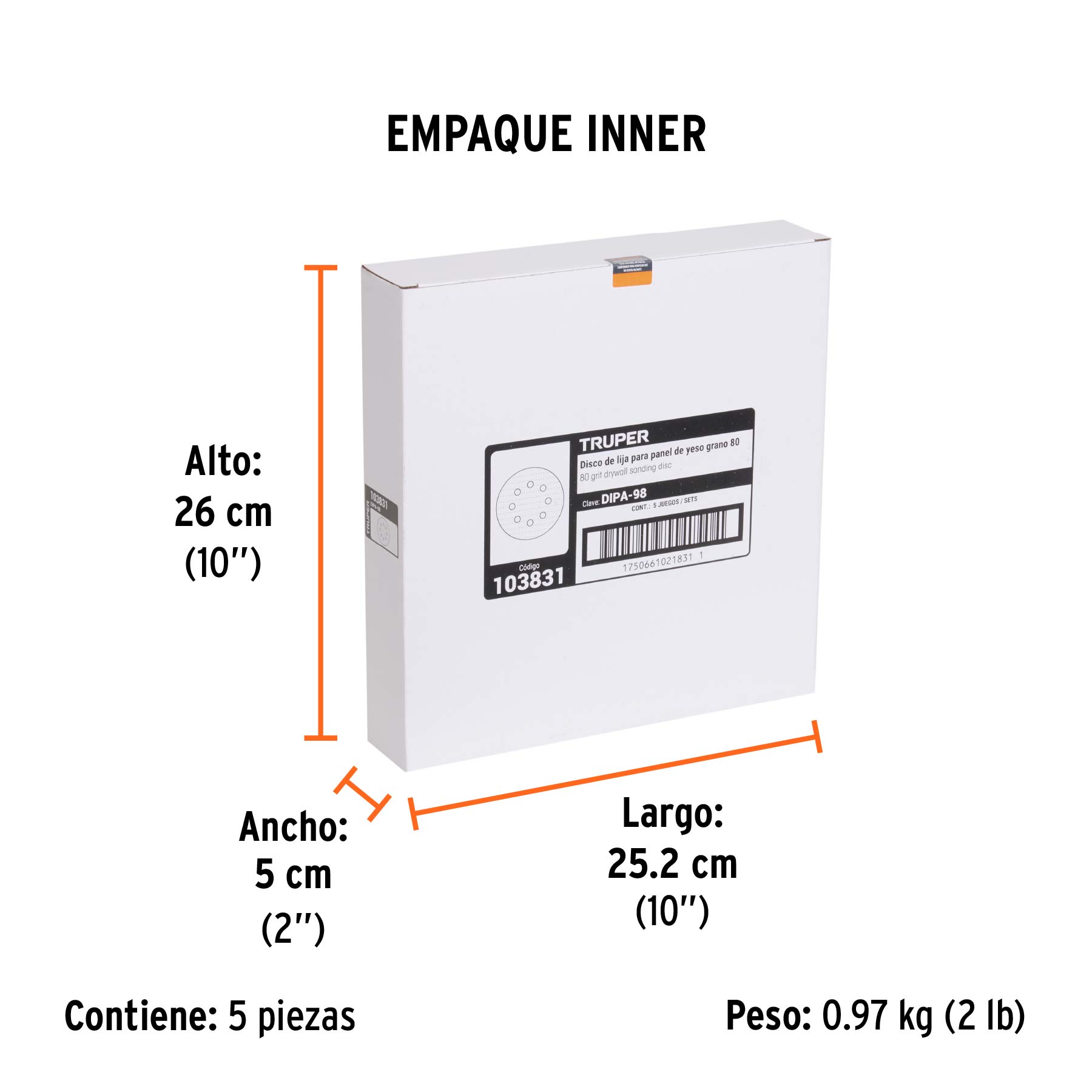 Paquete con 5 discos de lija 9" grano 80, para LIPA-9A - Empaque
