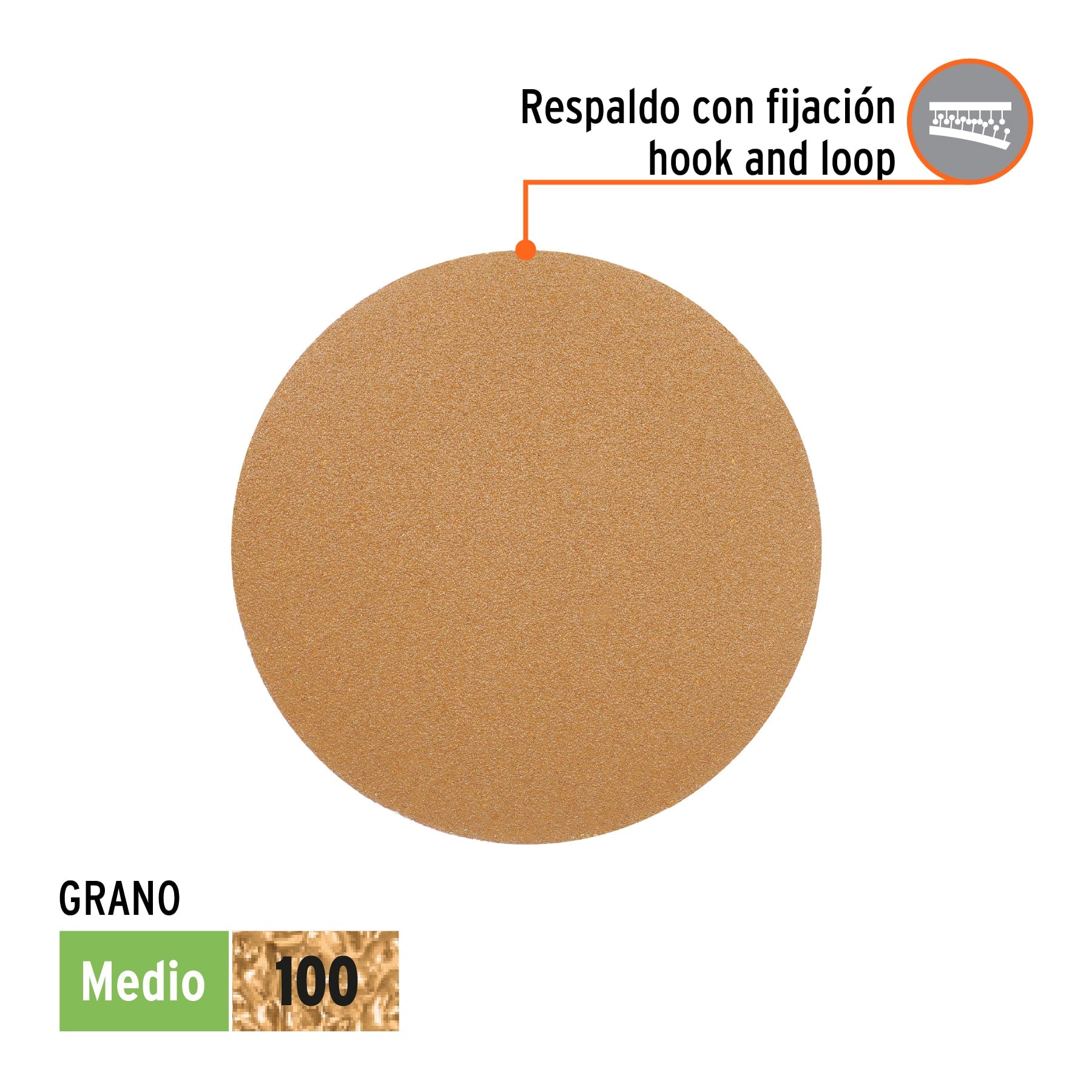 Paquete con 5 discos de lija 5" grano 100, ciegos, TRUPER