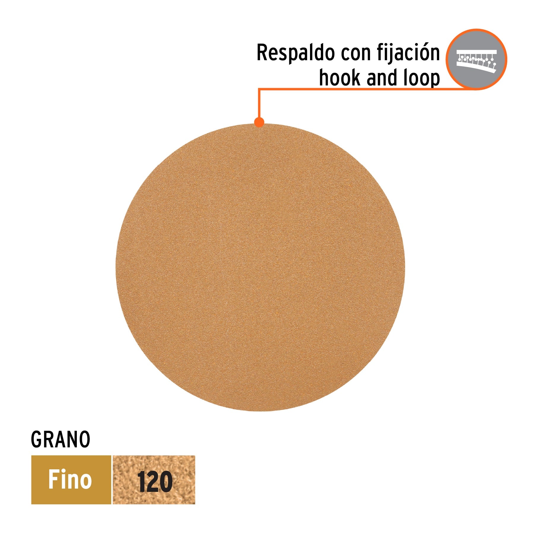Paquete con 5 discos de lija 5" grano 120, ciegos, TRUPER