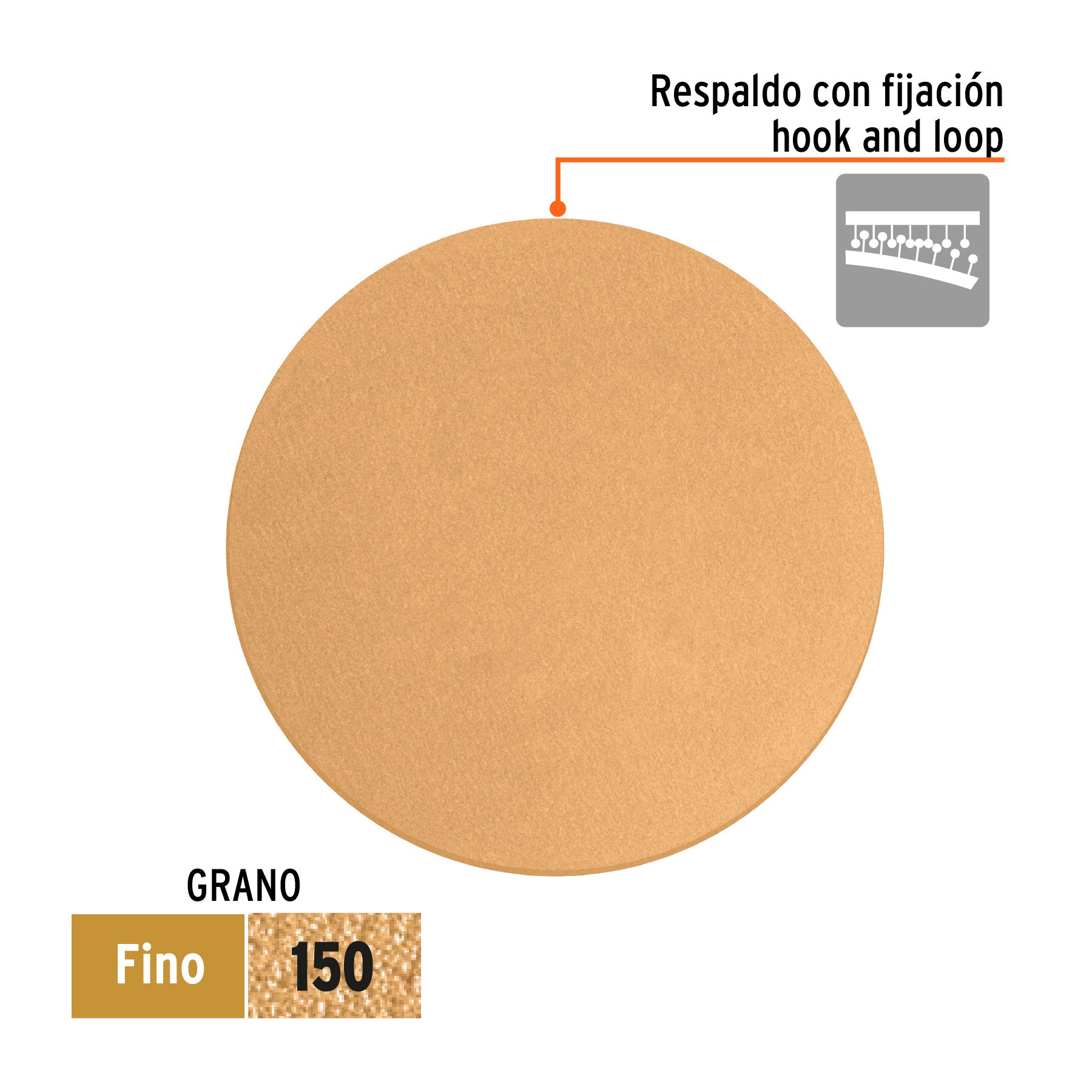 Paquete con 5 discos de lija 5" grano 150, ciegos, TRUPER