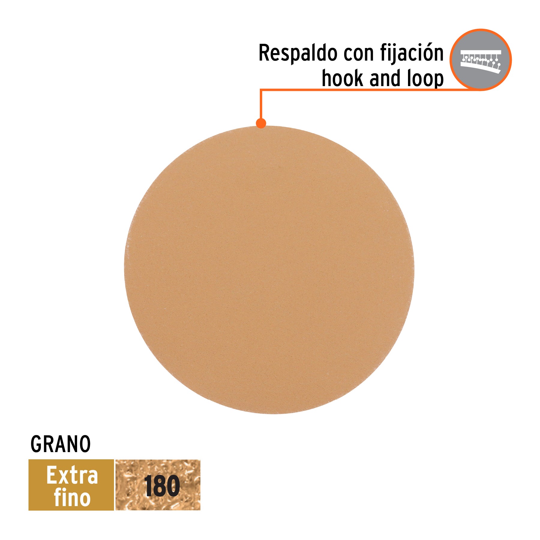 Paquete con 5 discos de lija 5" grano 180, ciegos, TRUPER