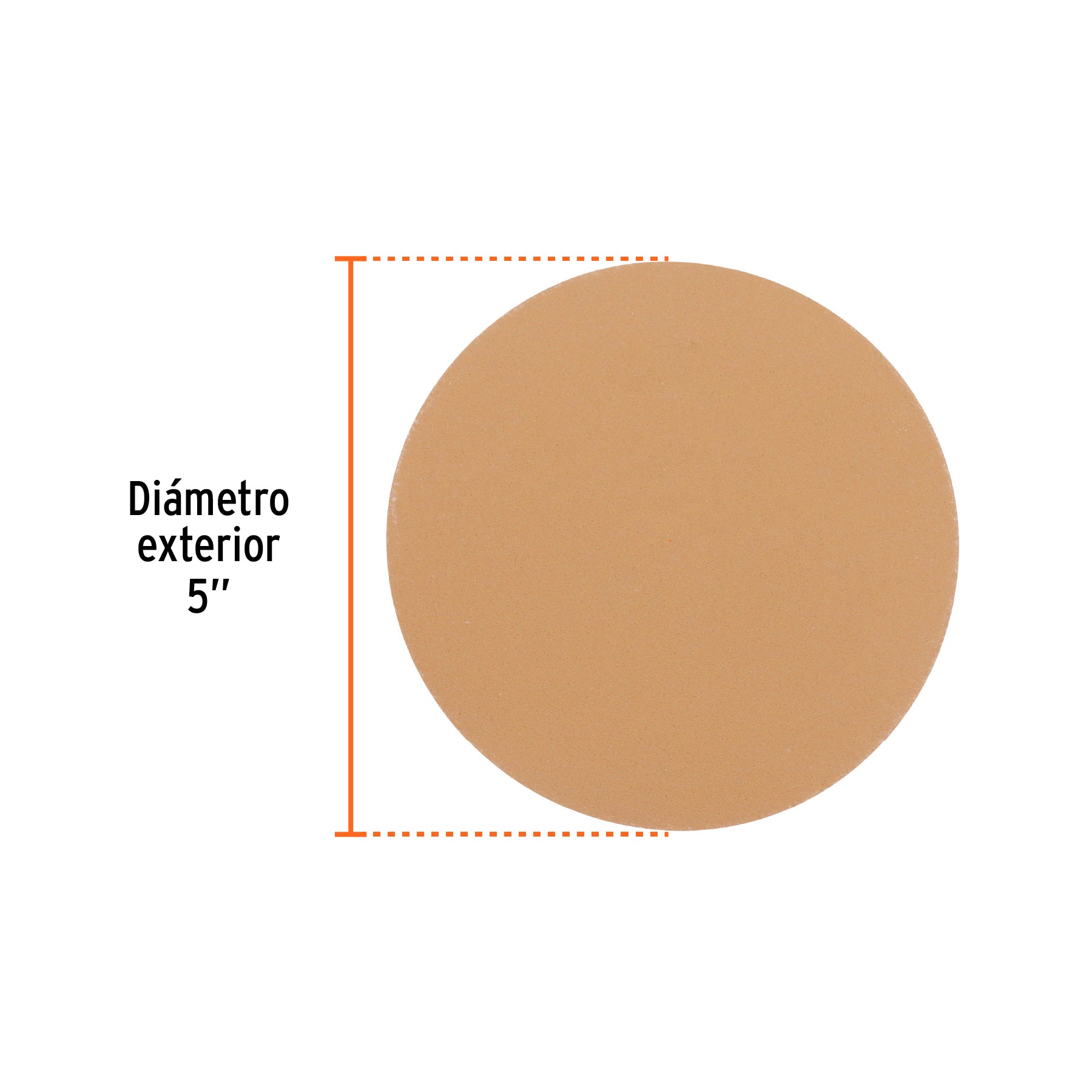 Paquete con 5 discos de lija 5" grano 180, ciegos, TRUPER