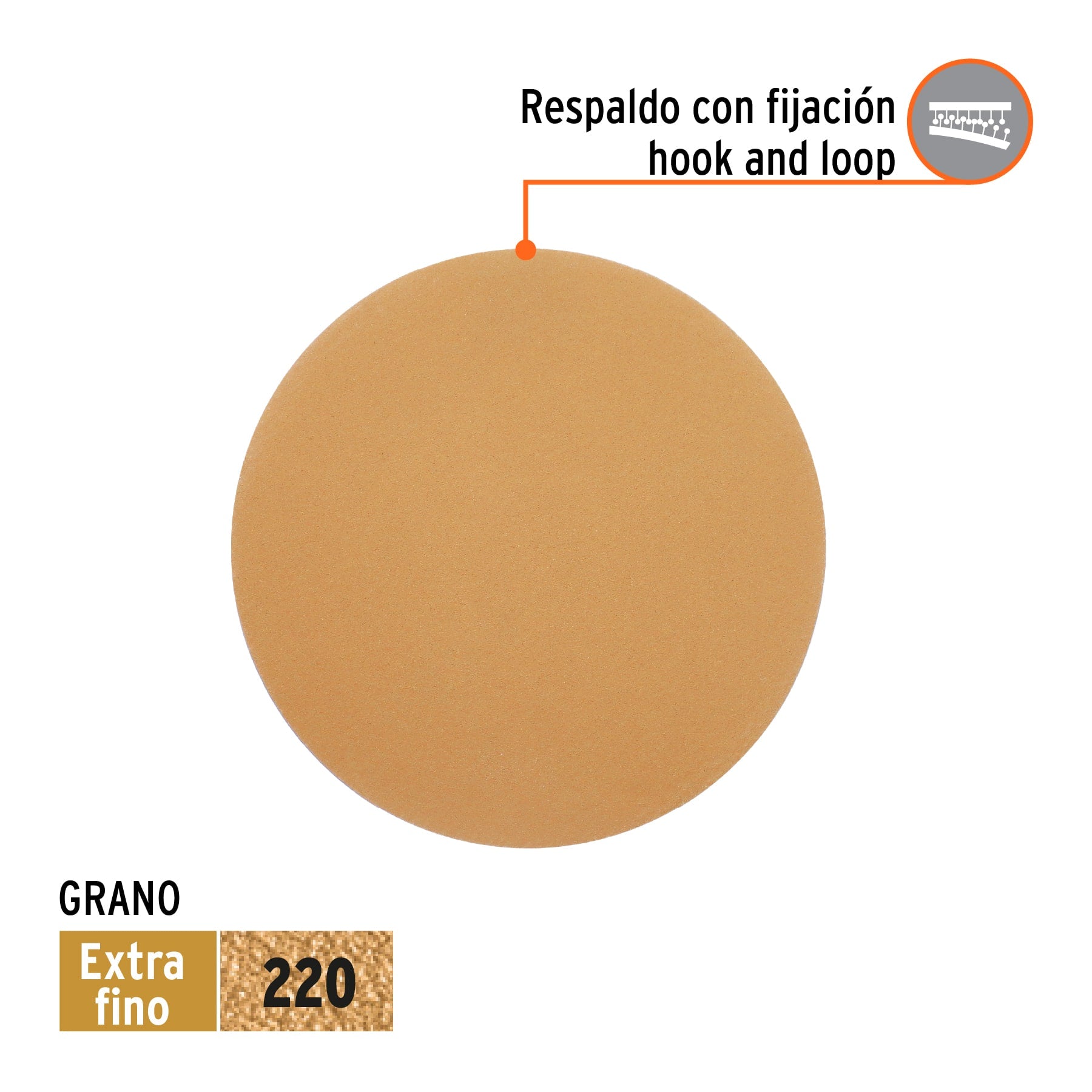 Paquete con 5 discos de lija 5" grano 220, ciegos, TRUPER