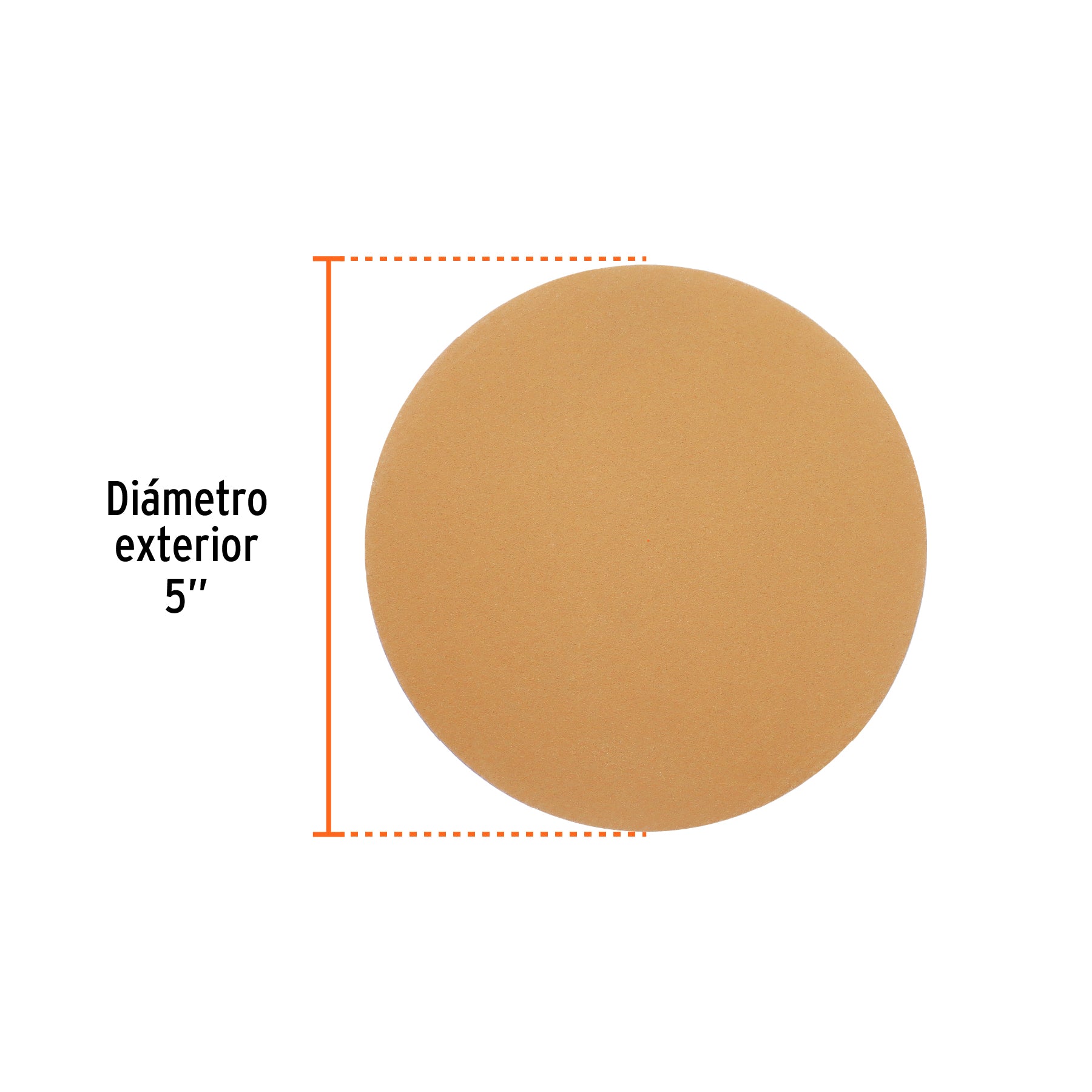 Paquete con 5 discos de lija 5" grano 220, ciegos, TRUPER