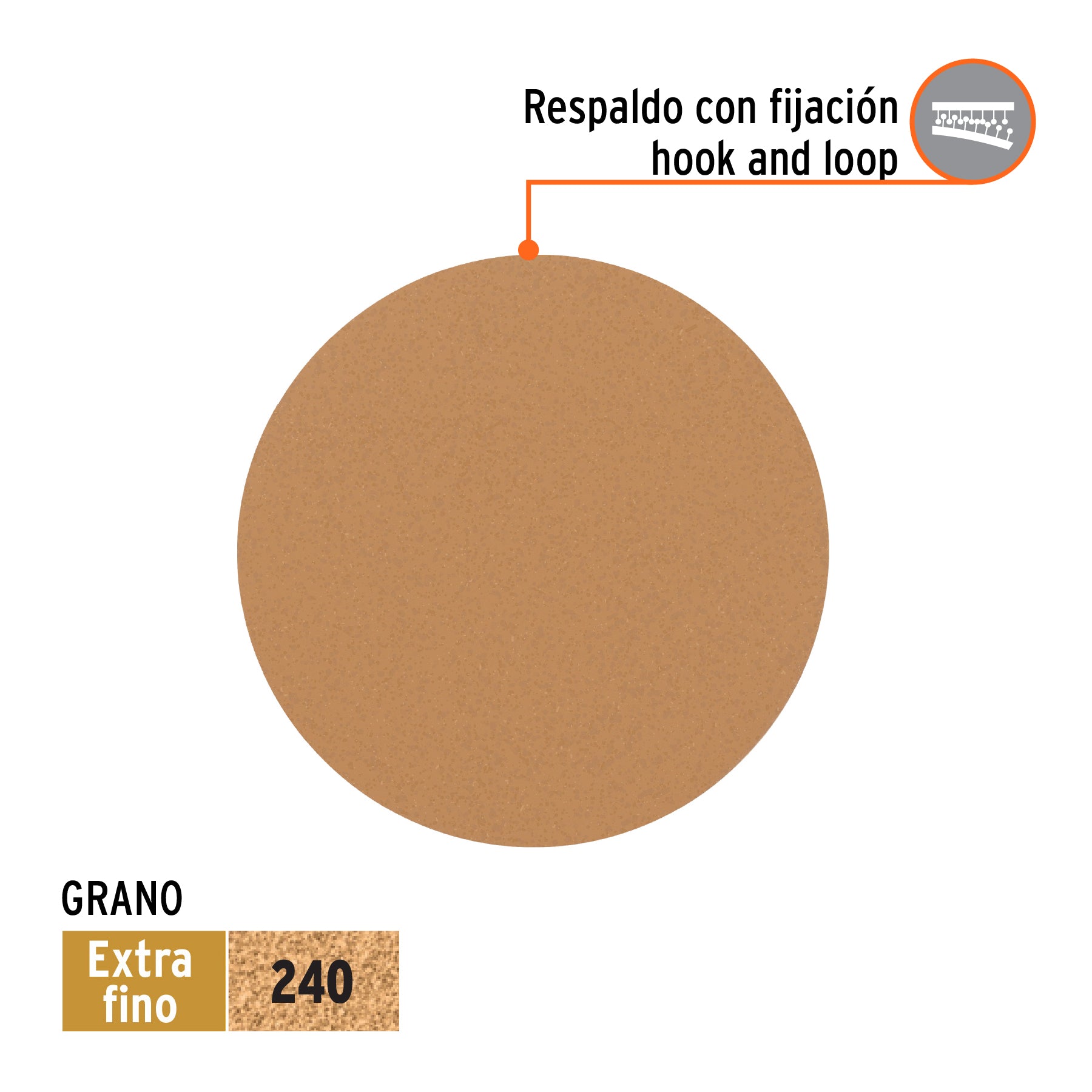 Paquete con 5 discos de lija 5" grano 240, ciegos, TRUPER