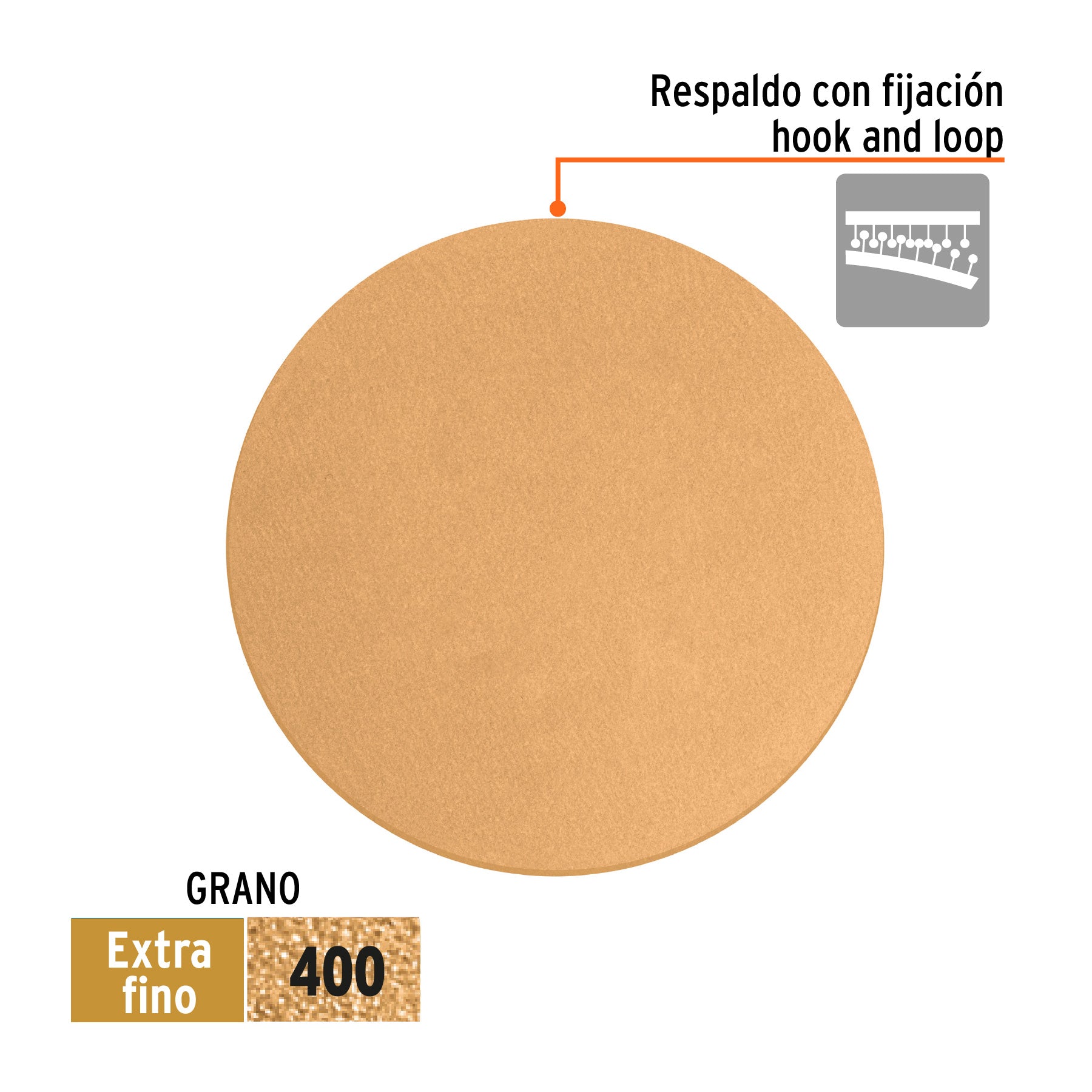 Paquete con 5 discos de lija 5" grano 400, ciegos, TRUPER