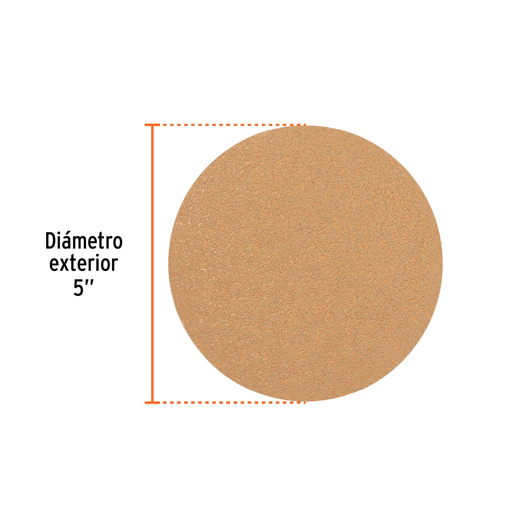 Paquete con 5 discos de lija 5" grano 40, ciegos, TRUPER