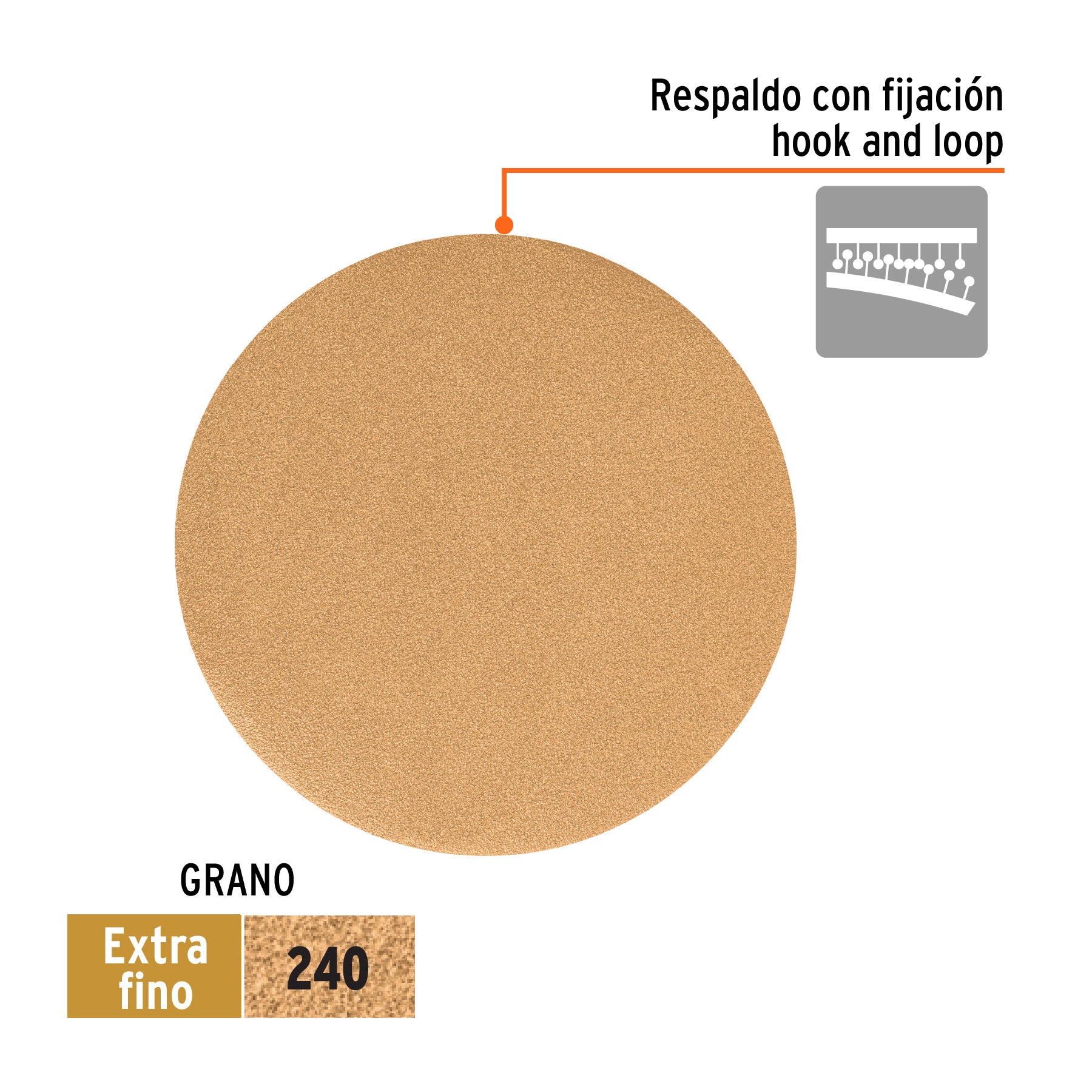 Paquete con 5 discos de lija 6" grano 240, ciegos, TRUPER