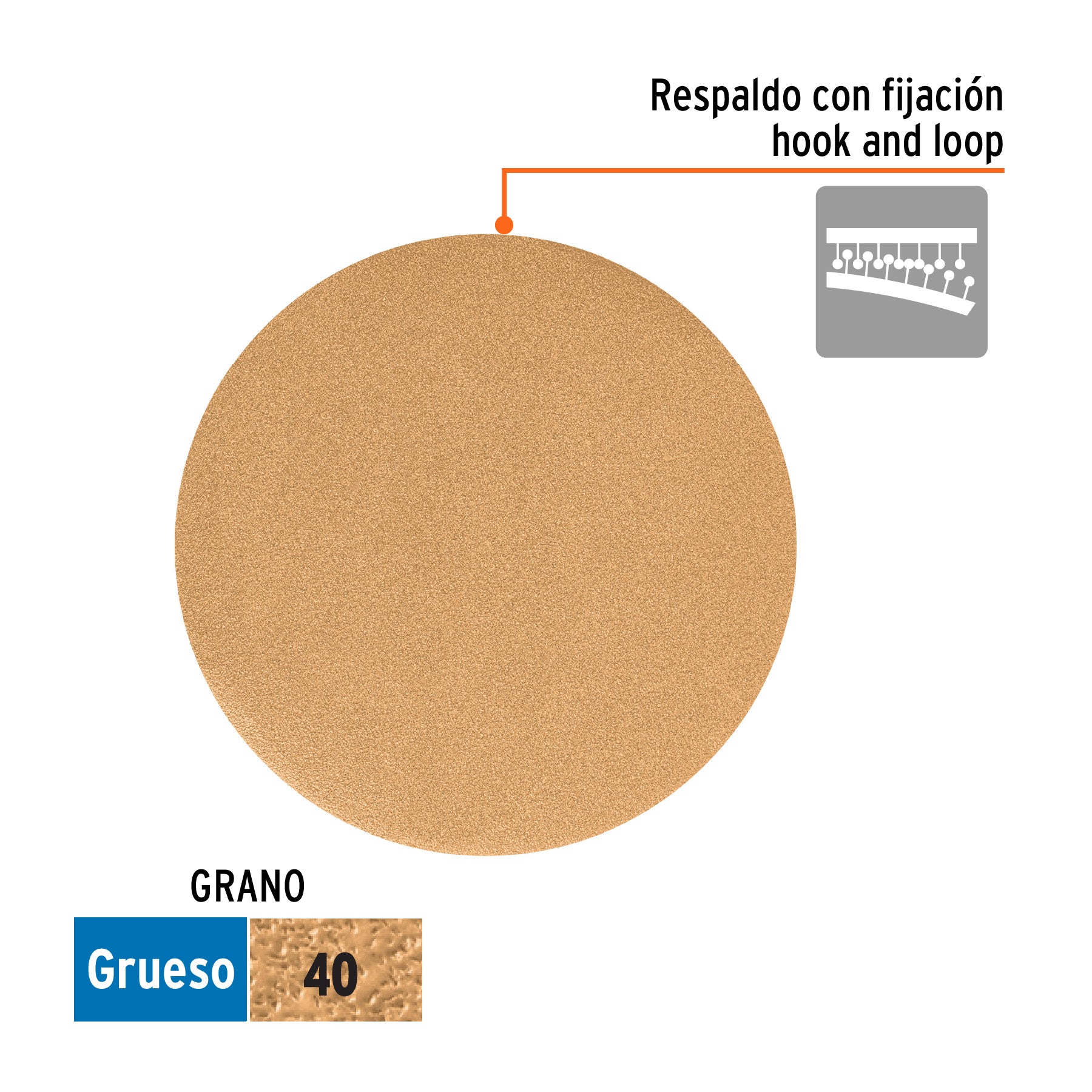 Paquete con 5 discos de lija 6" grano 40, ciegos, TRUPER